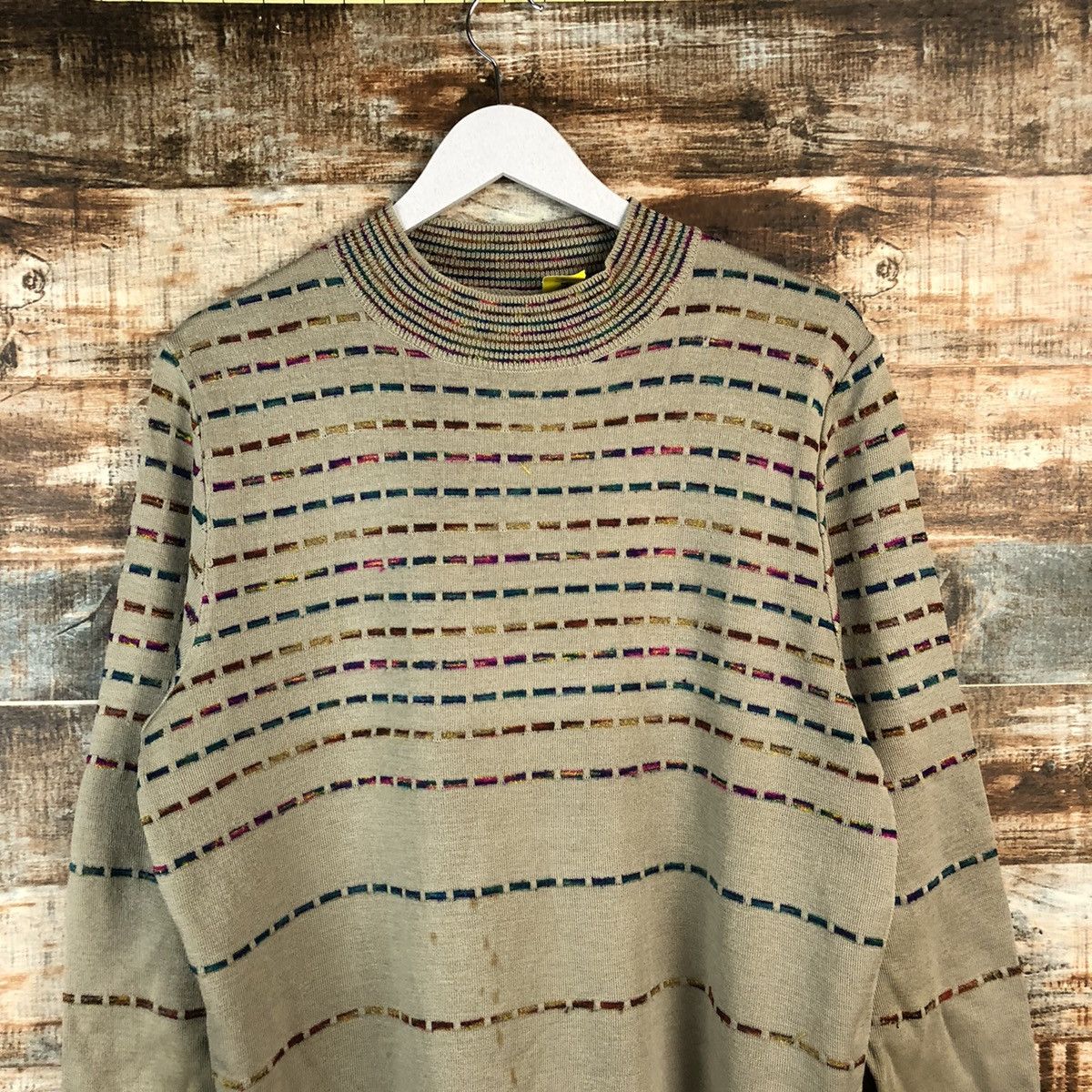 Homespun Knitwear × Japanese Brand DL Japanese Brand stripe Brown Knitwear #C438 Size US S / EU 44-46 / 1 - 2 Thumbnail