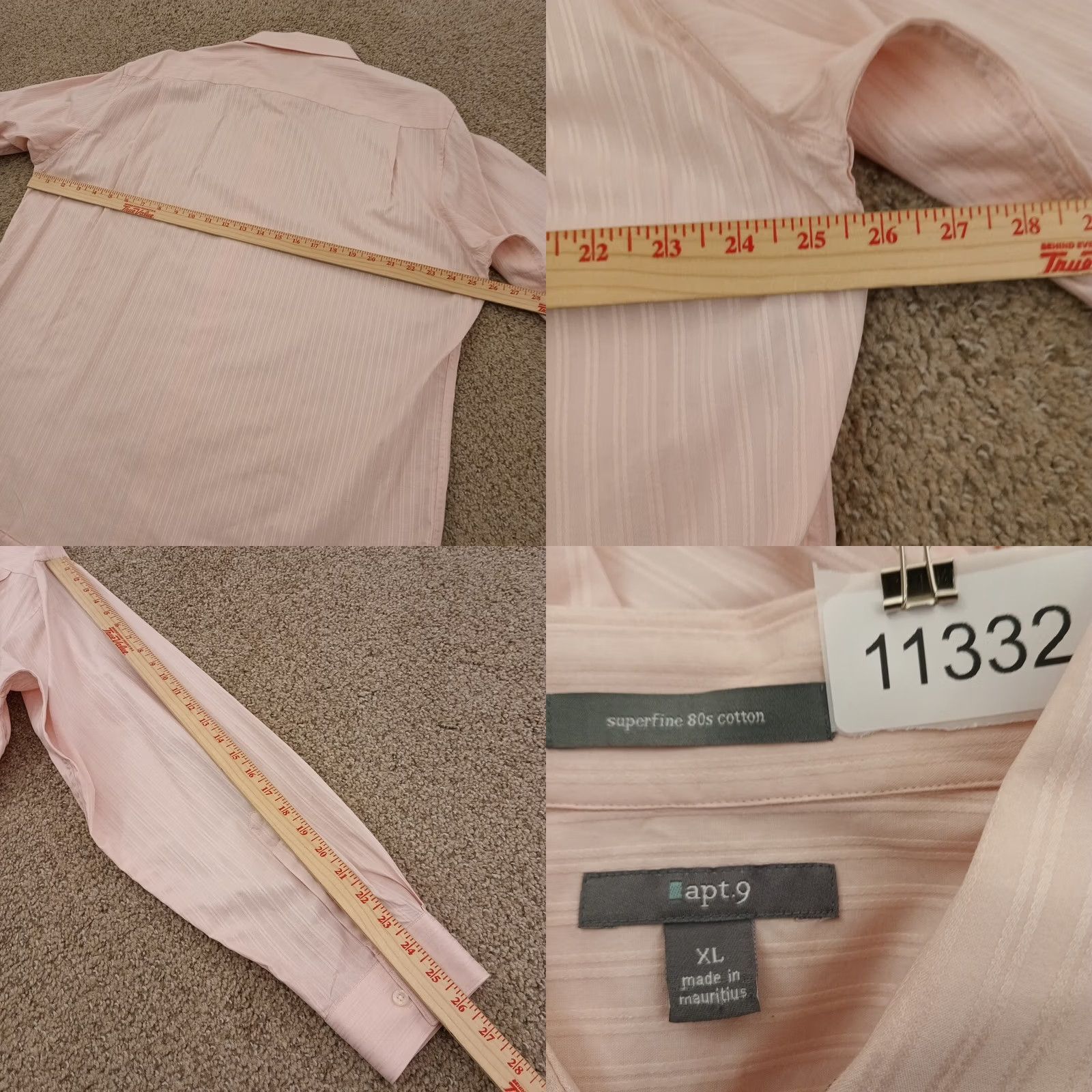 Apt. 9 Apt. 9 Shirt Mens XL Pink Striped Long Sleeve Button Up Cotton Size US XL / EU 56 / 4 - 8 Thumbnail
