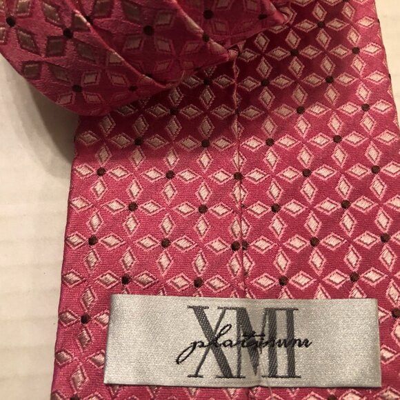 XMI Platinum XMI men's new pink silk tie 3 3/4" X 59 1/2" Size ONE SIZE - 4 Thumbnail