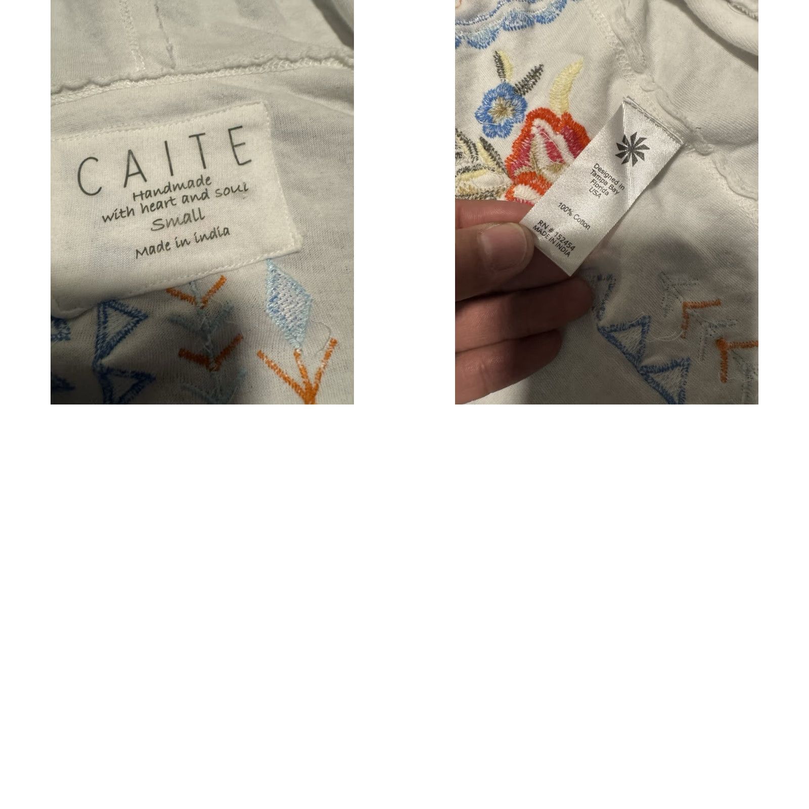 Akira Caite Kira Jacket Embroidered Open Hoodie Size Small Womens Hoodie Casual Lightweight Open Front Embroidered 100% Cotton White S Size S / US 4 / IT 40 - 10 Thumbnail