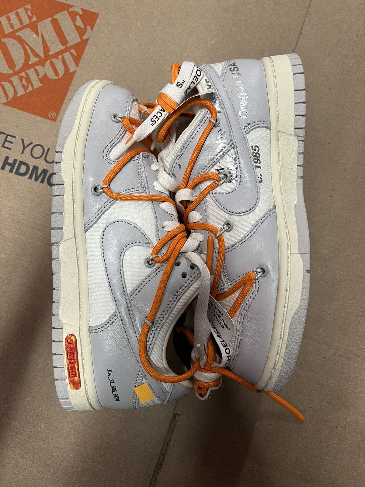 Nike × Off-White Off White/Nike Dunk Low Lot44-Sail/Neutral Grey-Alpha Orange Size US 5.5 / EU 38 - 5 Thumbnail