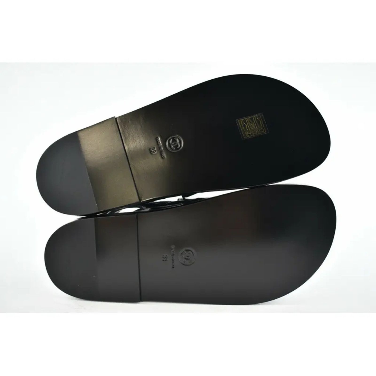 Chanel Chanel REV Black Caviar Gold CC Logo Mule Slide Strap Flat Size US 8 / IT 38 - 12 Thumbnail