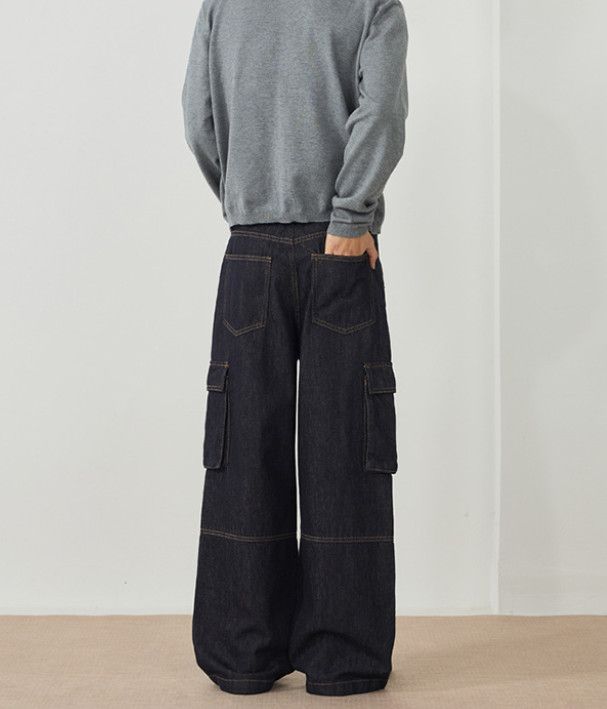Japanese Brand Men's retro loose-fitting multi-pocket baggy jeans Size US 32 / EU 48 - 4 Thumbnail