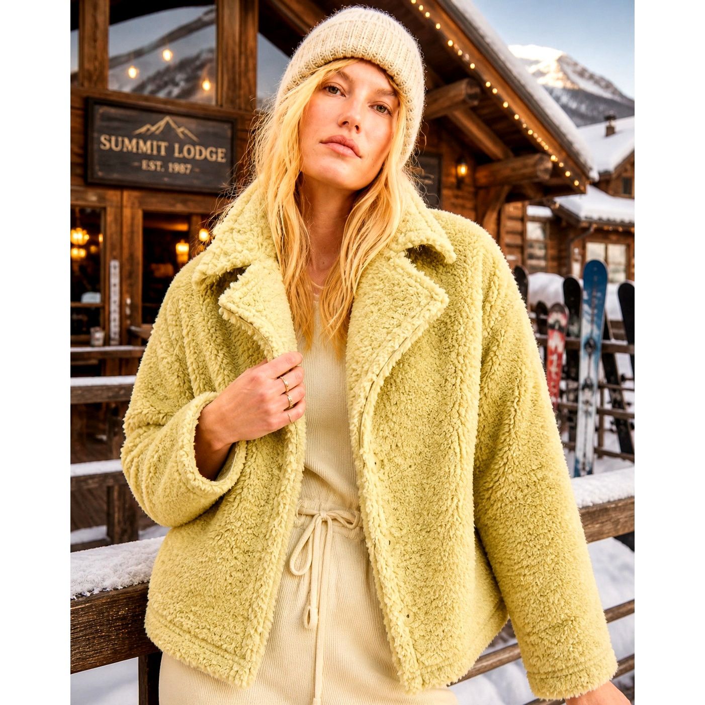 Free People Free People Moon River Sherpa Collared Jacket Pale Lime S Size S / US 4 / IT 40 - 1 Thumbnail