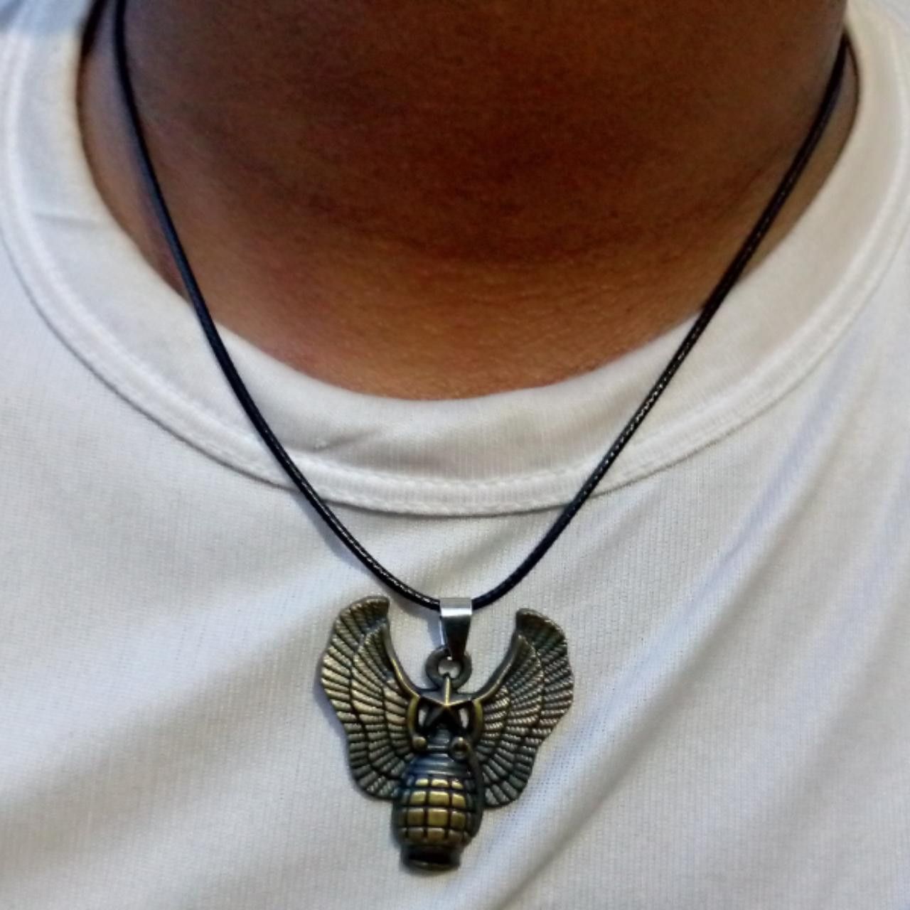 Other Retro Black Leather Cord Chain Pendant Size ONE SIZE - 1 Preview