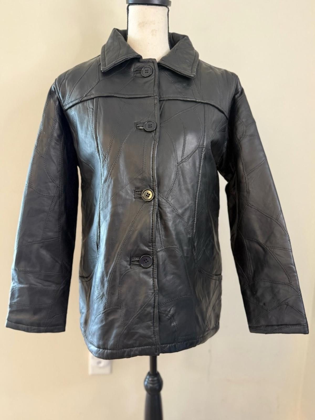 Other Tudor Court black leather coat removable faux fur vest SZ PS Size S / US 4 / IT 40 - 1 Thumbnail
