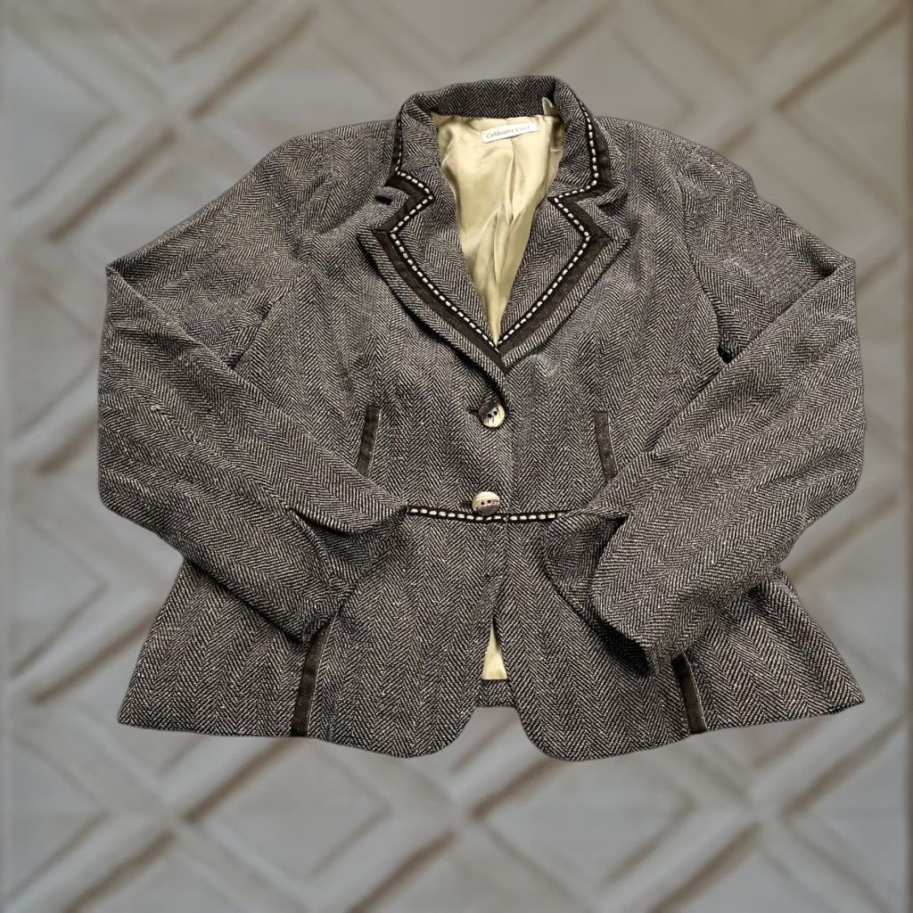 Coldwater Creek Coldwater Creek Blazer Jacket Womens 14 Brown Plaid Single-Breasted Notch Lapel Tweed Regular Fit Size XL / US 12-14 / IT 48-50 - 1 Thumbnail