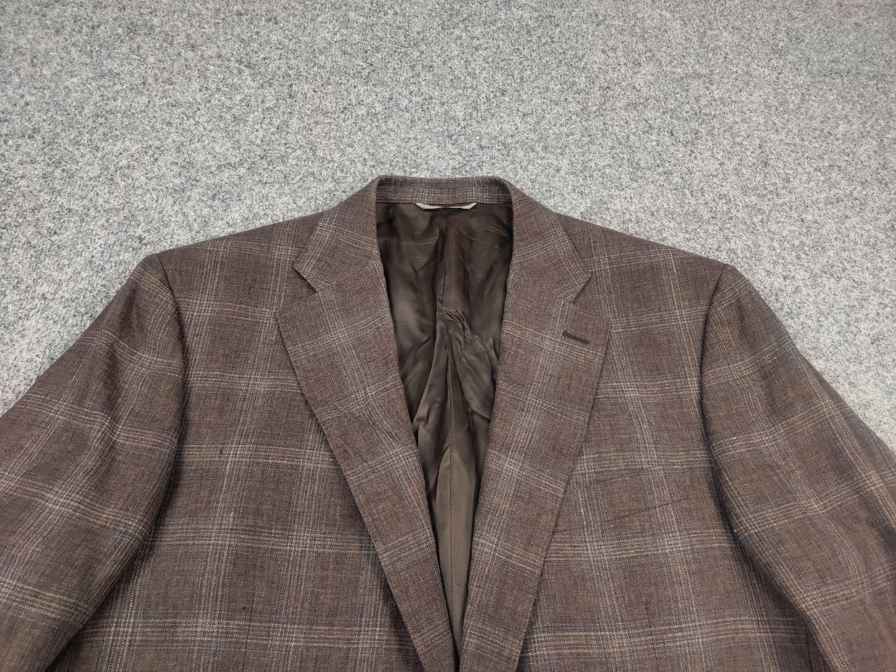 Canali Canali Italy 13290 Linen Blend Check Classic Blazer Jacket Size US L / EU 52-54 / 3 - 5 Thumbnail