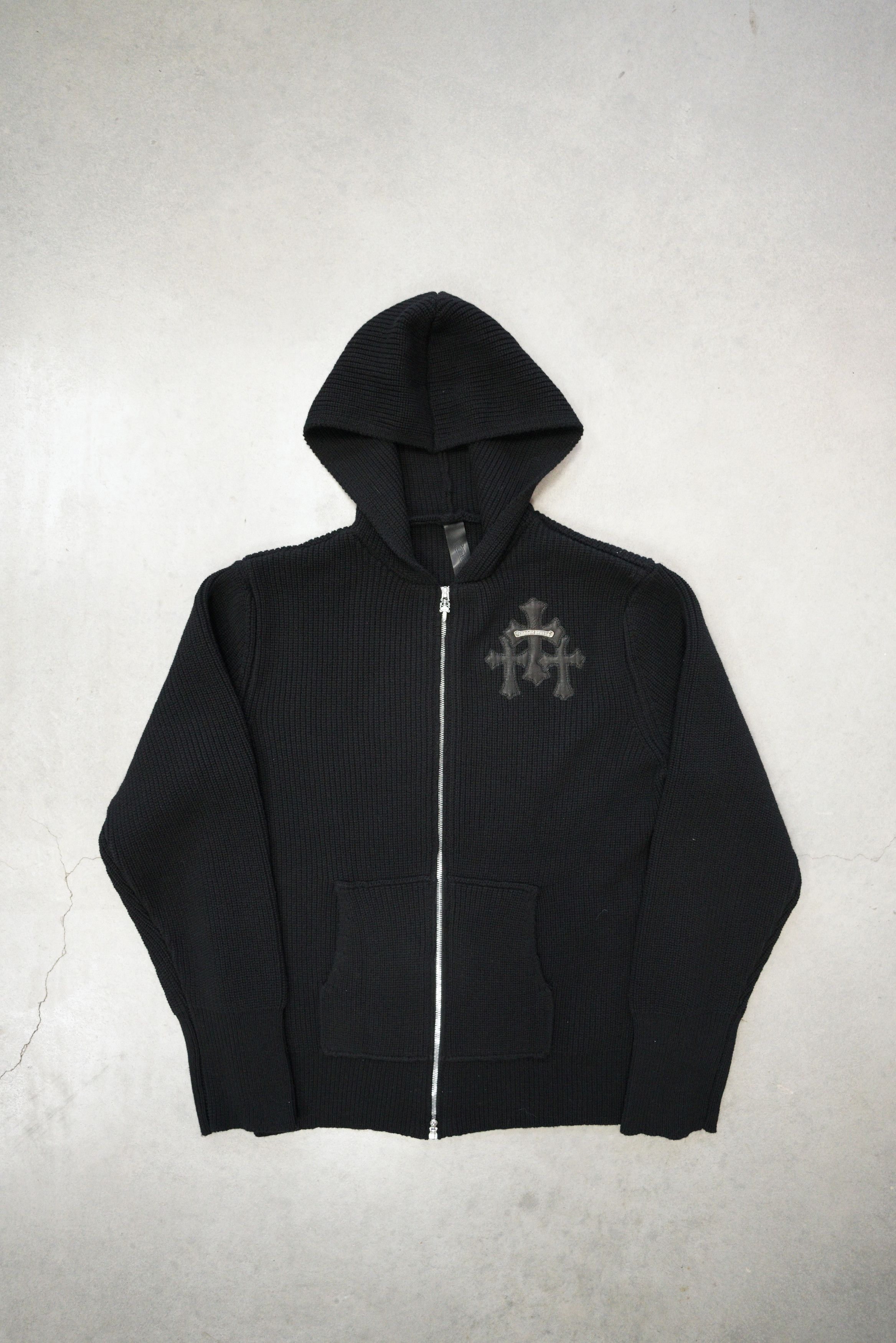 Chrome Hearts Cashmere Knitted Cross Zip Up Sweatshirt