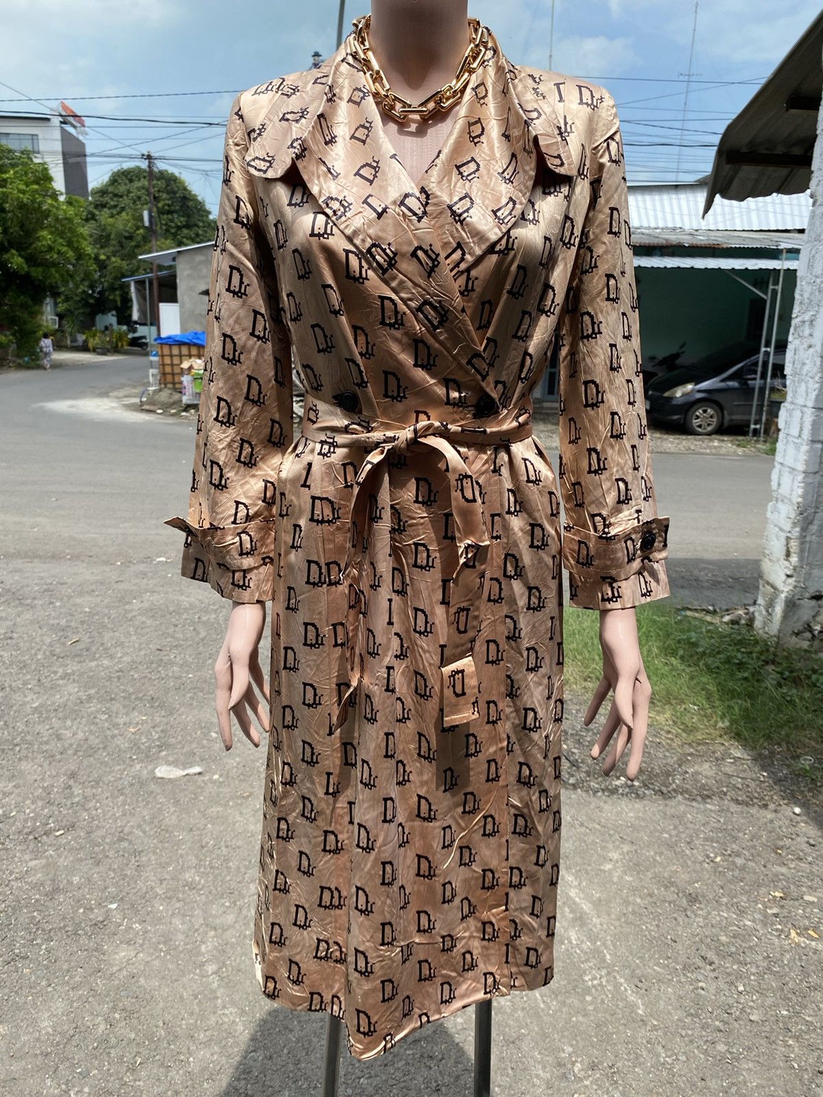 Dior Rare✨ MISS DIOR Monogram Vintage Trench Coat Jacket Size M / US 6-8 / IT 42-44 - 17 Thumbnail