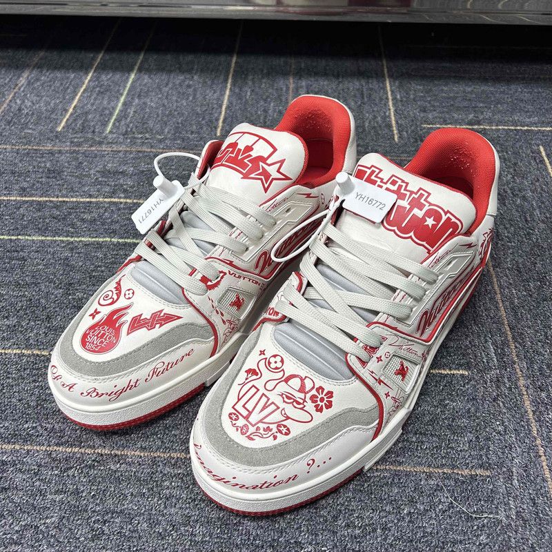 Louis Vuitton Louis Vuitton Limited Edition Sneakers in White Red 0079 Size US 8 / EU 41 - 1 Thumbnail