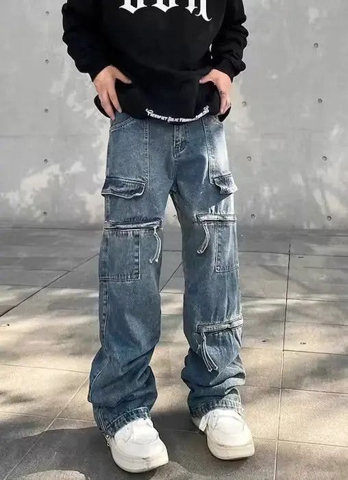 Japanese Brand Cargo Baggy Denim Pant Size US 28 / EU 44 - 1 Thumbnail