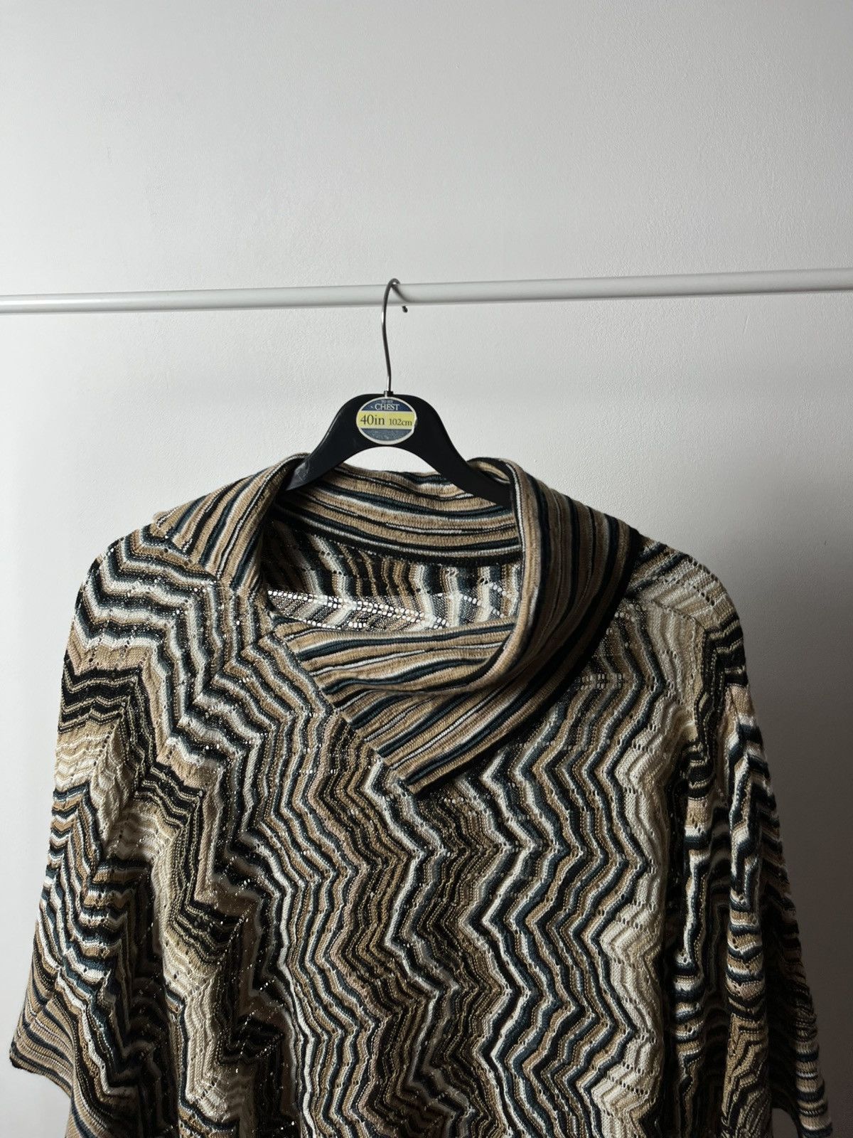 Missoni × Vintage Missoni Striped Zigzag Knit Poncho Made in Italy Wool Blend Size M / US 6-8 / IT 42-44 - 2 Thumbnail