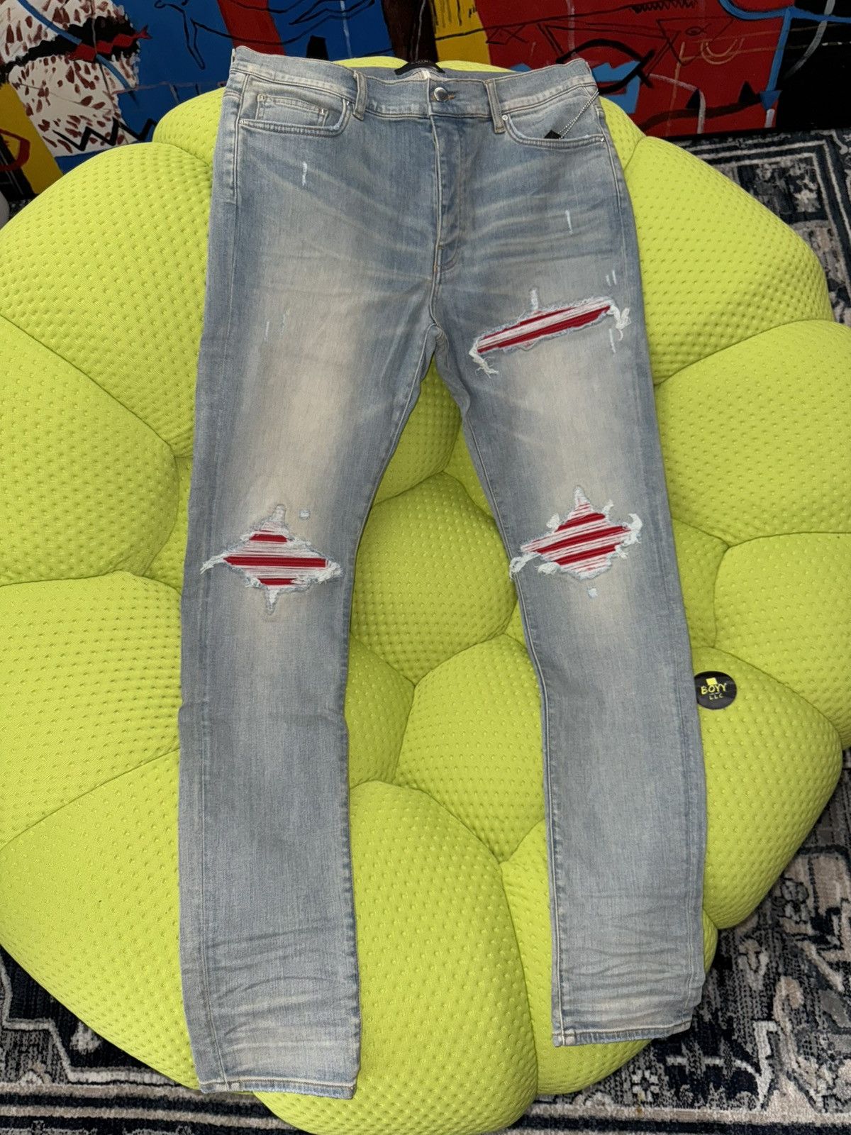Amiri mx1 red patch jeans