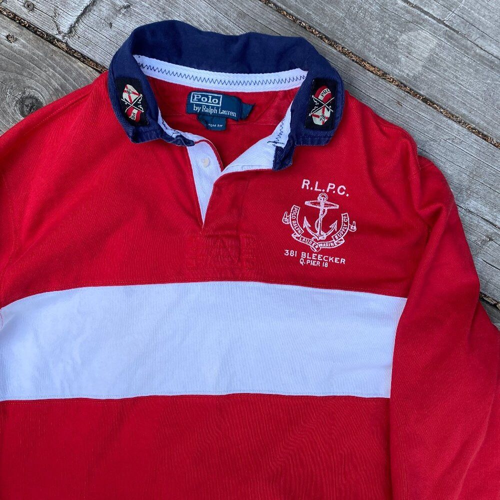 Polo Ralph Lauren Marine Supply Co Rugby Shirt Large Red St
