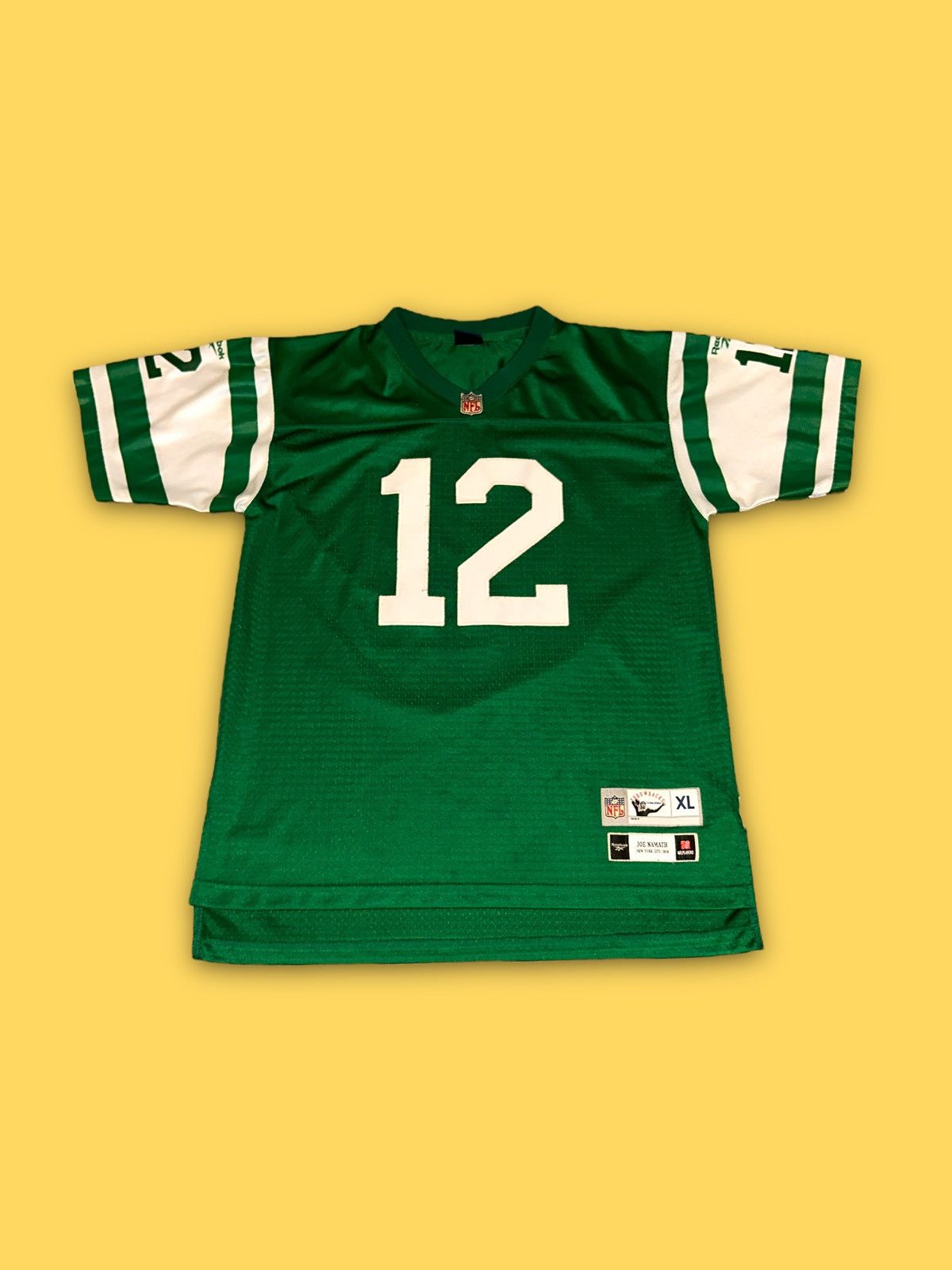 L Reebok Vintage Throwbacks New York Jets Joe Namath 12 Green Football  Jersey