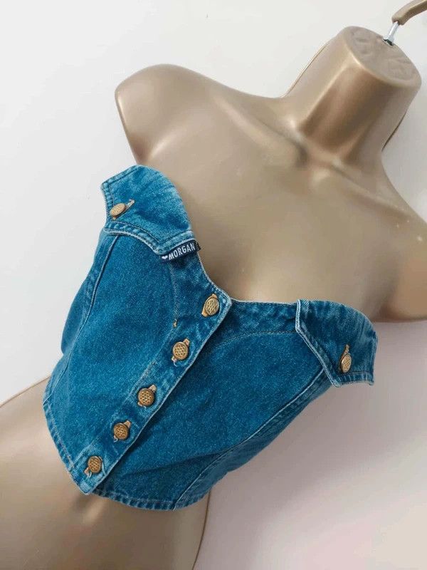 Vintage Vintage denim tube top Size M / US 6-8 / IT 42-44 - 2 Thumbnail