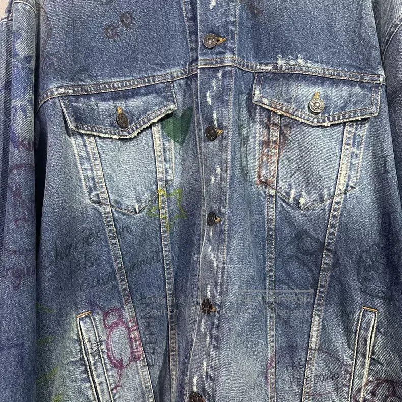 Balenciaga Balenciaga Graffiti Hand-Drawn Destroyed Distressed Denim Size US XL / EU 56 / 4 - 3 Thumbnail