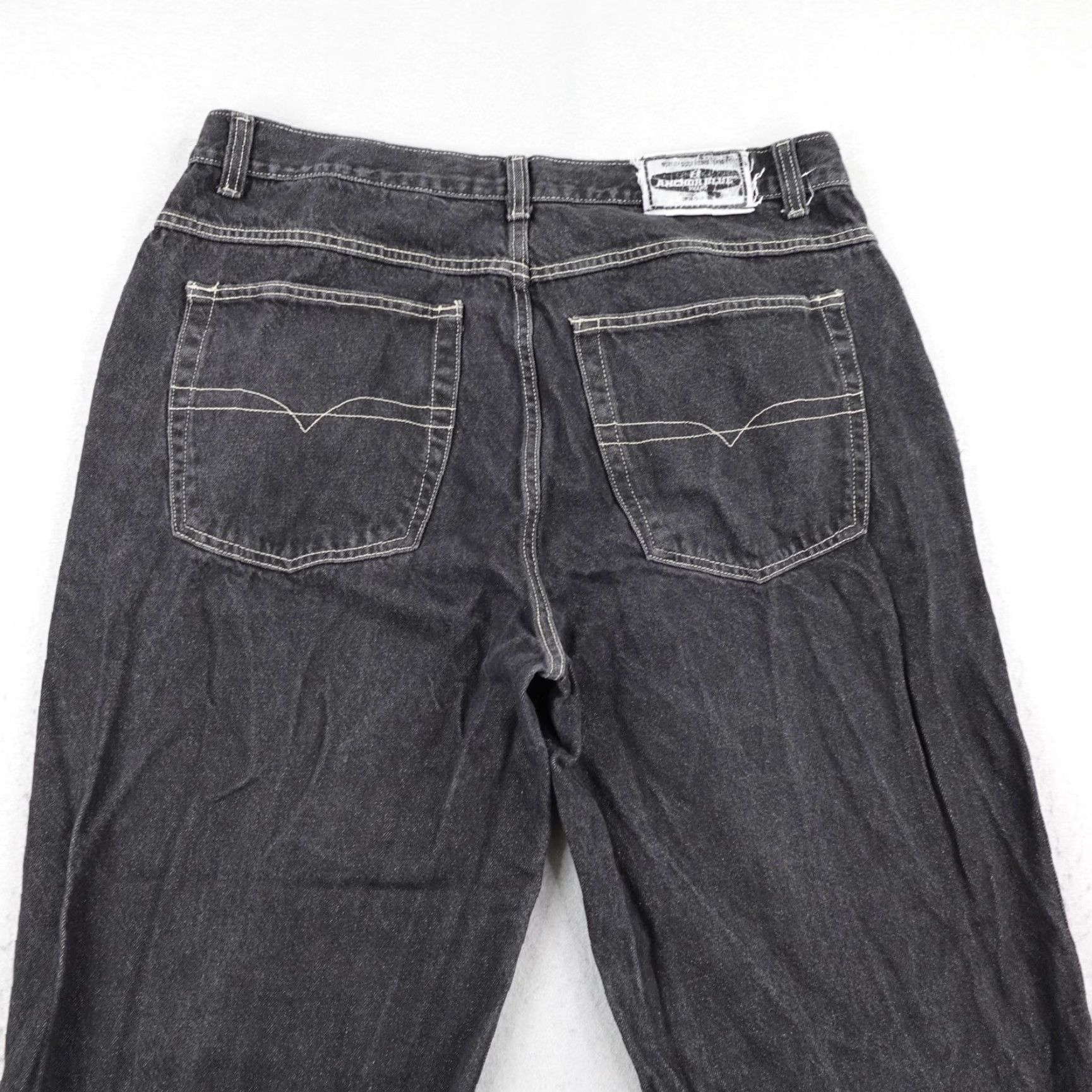 Anchor Blue VINTAGE Anchor Blue Jeans Mens 40x32 Black Denim Baggy Wide Skater 90s Linear 90s? Size US 40 / EU 56 - 6 Thumbnail