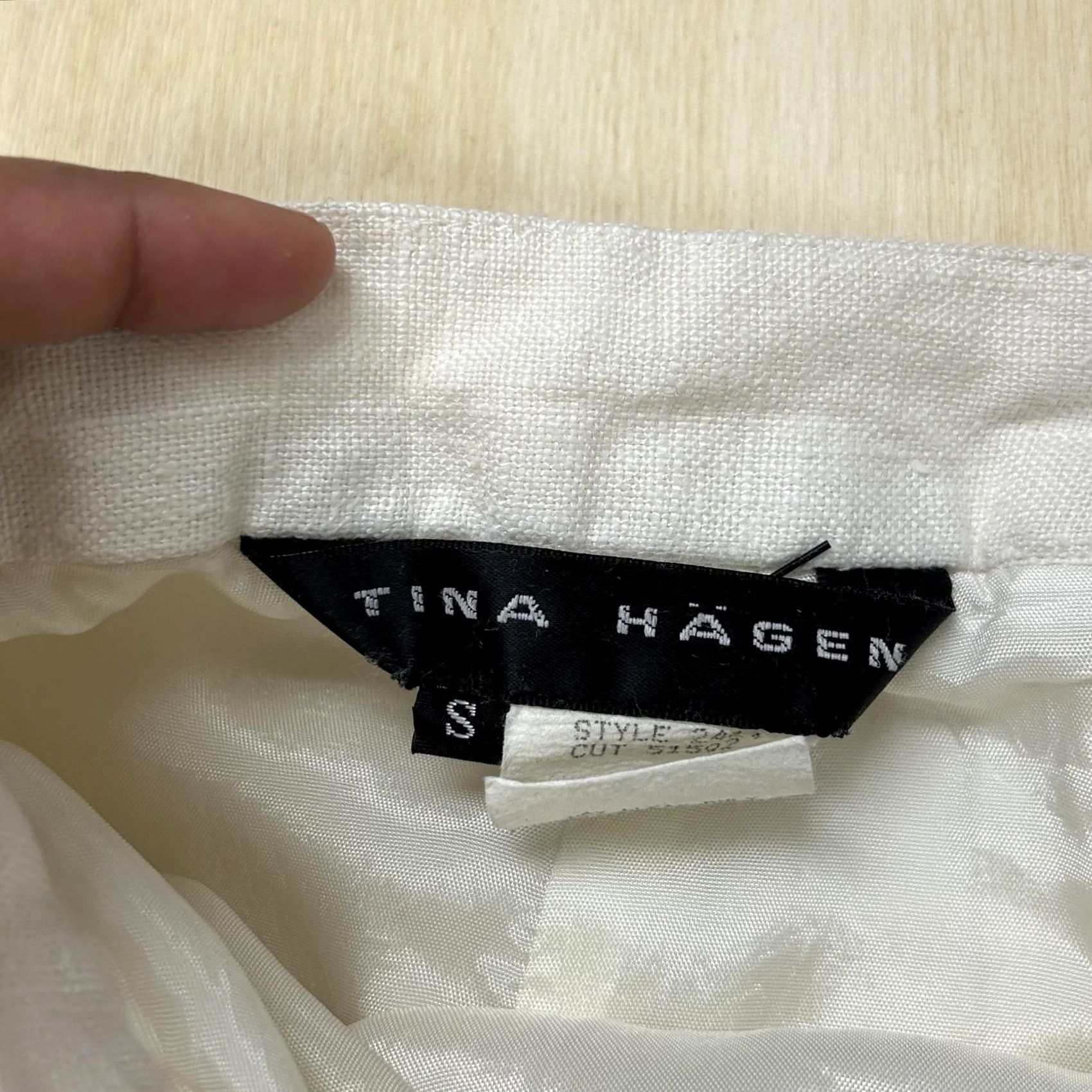 Vintage VINTAGE Tina Hagen Skirt Womens Small White Linen Pencil Knee Length USA Summer Size 28" / US 6 / IT 42 - 2 Thumbnail