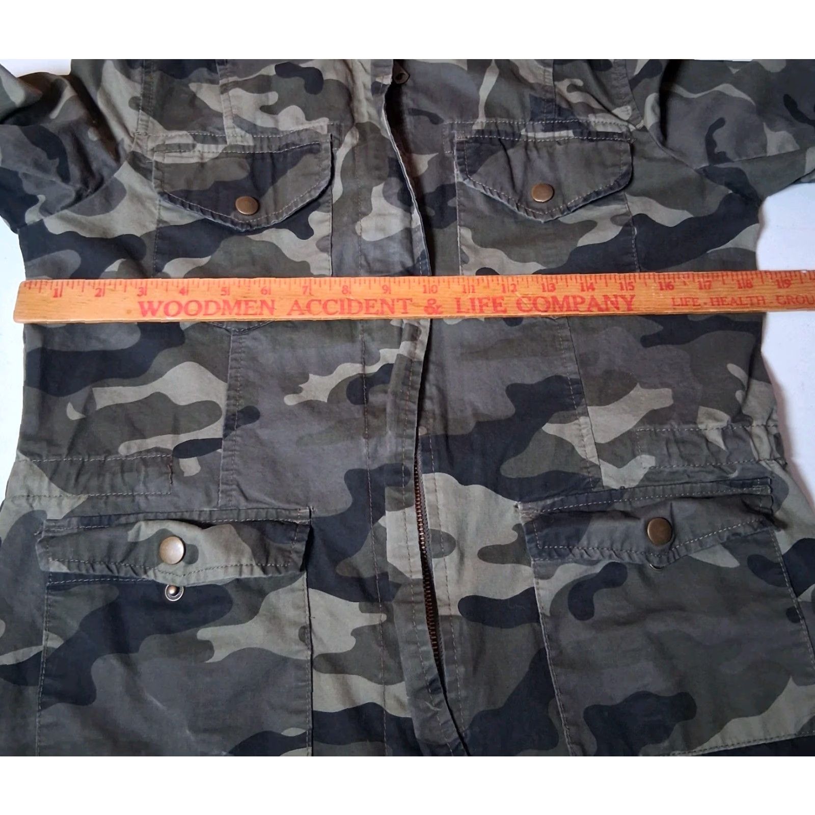 Vintage Endless Love Jacket Camouflage Woodland Military Cotton Twill Zip Pockets Cadet M Women Spring Fall USA Made Army Utility Casual/Regular Fit Size M / US 6-8 / IT 42-44 - 5 Thumbnail