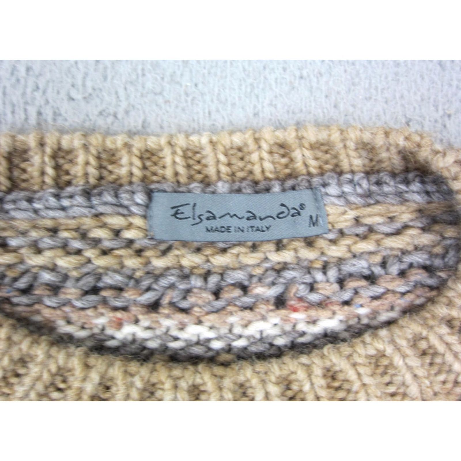 Vintage VINTAGE Elsa Manda Sweater Womens Medium Brown Yellow Knit Wool Alpaca Pullover 90s Bird Cat USA Size M / US 6-8 / IT 42-44 - 3 Thumbnail