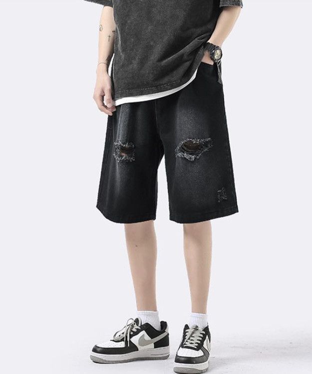 Japanese Brand Men's American high street distressed ripped denim shorts Size US 32 / EU 48 - 2 Thumbnail