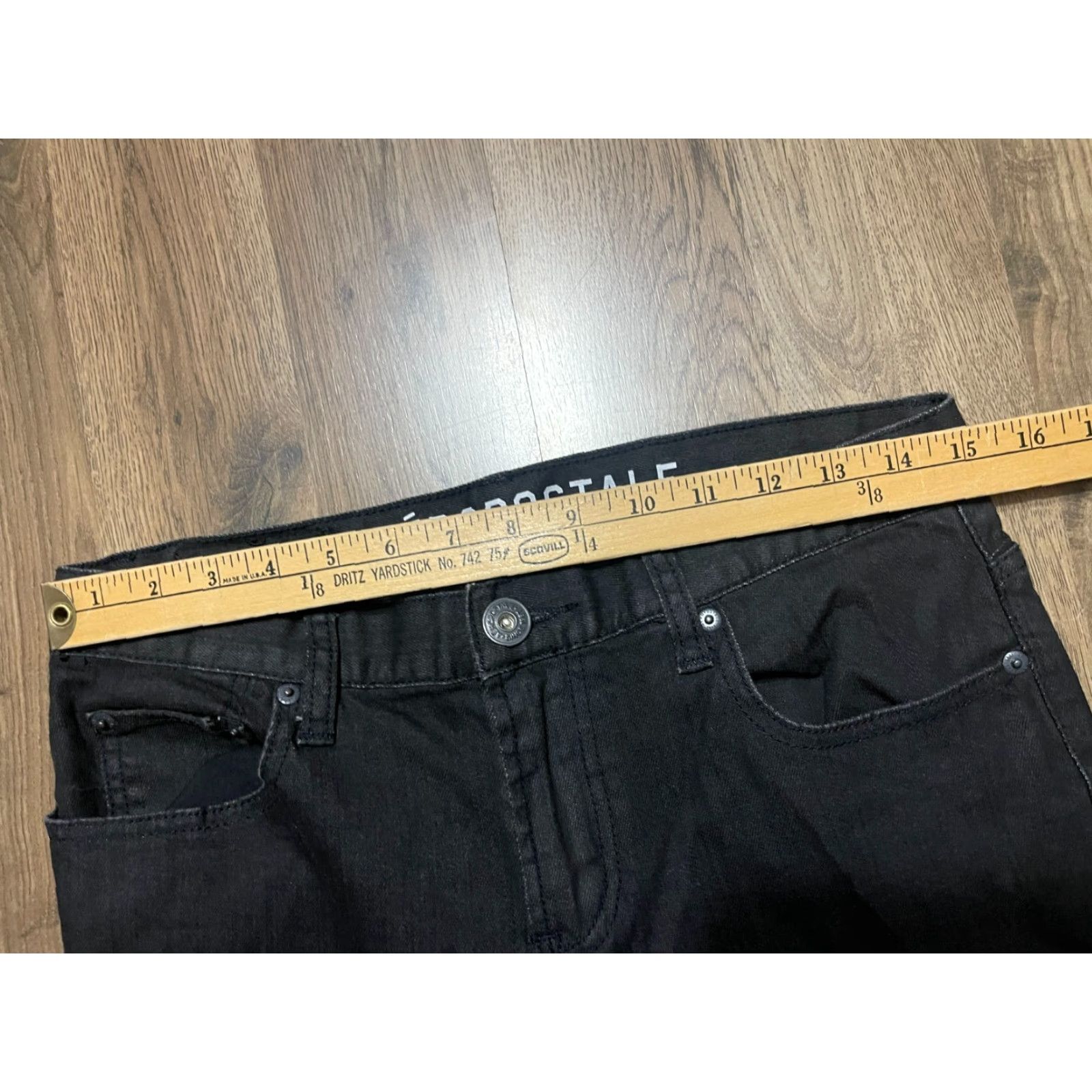 Aeropostale AeroPostale Jeans Men 30/34 Black Denim Bowery Slim Straight Jeans Slim Regular Inseam 34 Mens Size US 30 / EU 46 - 5 Thumbnail