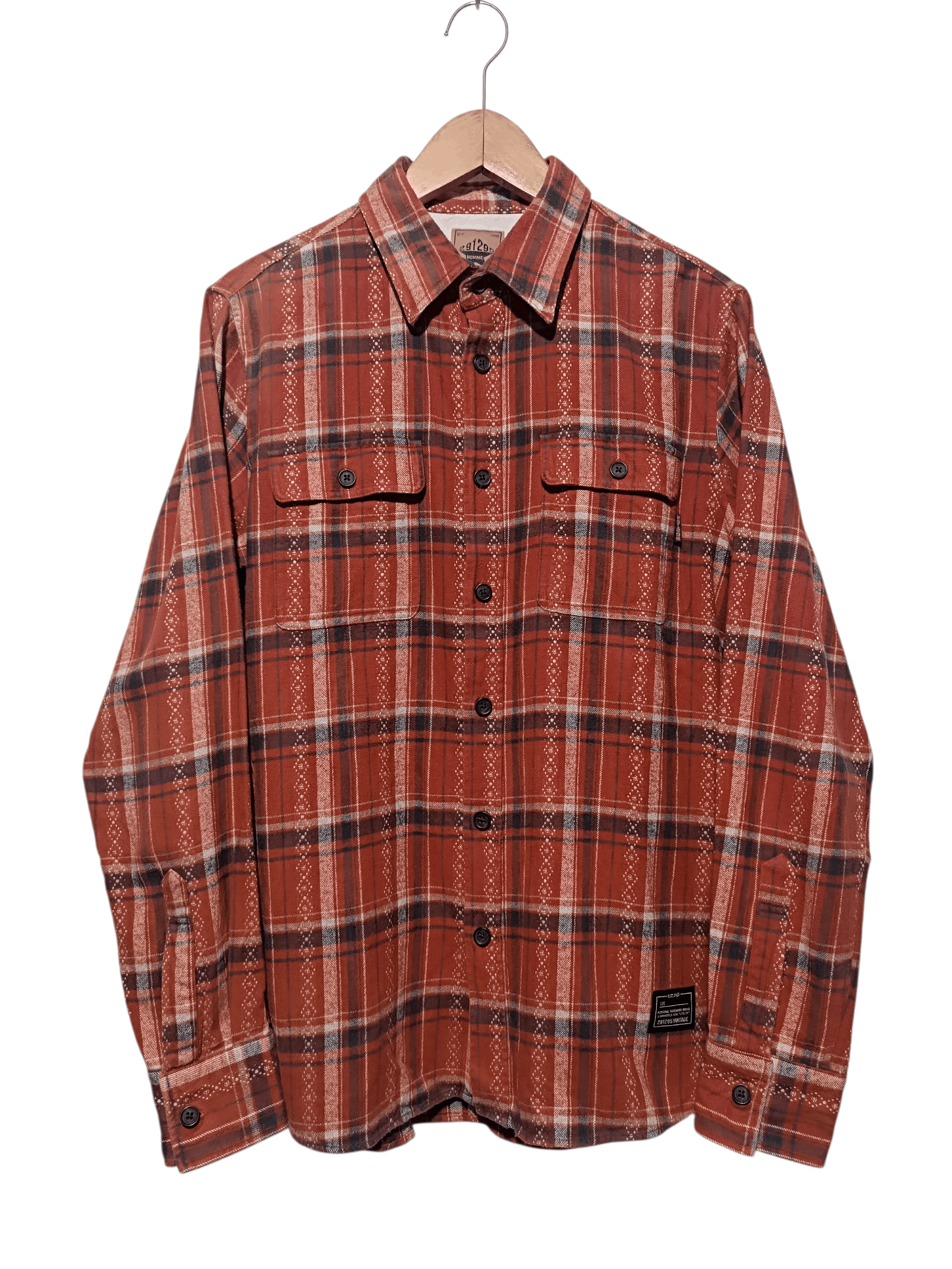 291295=Homme Vintage 291295=Homme Flannel Shirt Red Plaid Long Sleeve Size US M / EU 48-50 / 2 - 1 Thumbnail