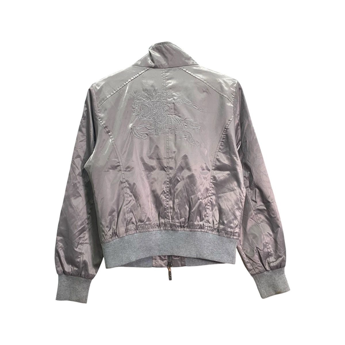 Burberry Archive Burberry MetallicGrey Equestrian Knight BomberJacket Size L / US 10 / IT 46 - 1 Thumbnail
