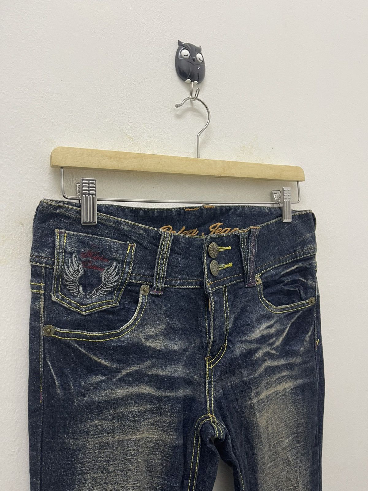 If Six Was Nine Rare Vintage COLZA Back Embroidery Wings Flare Size US 29 - 8 Thumbnail