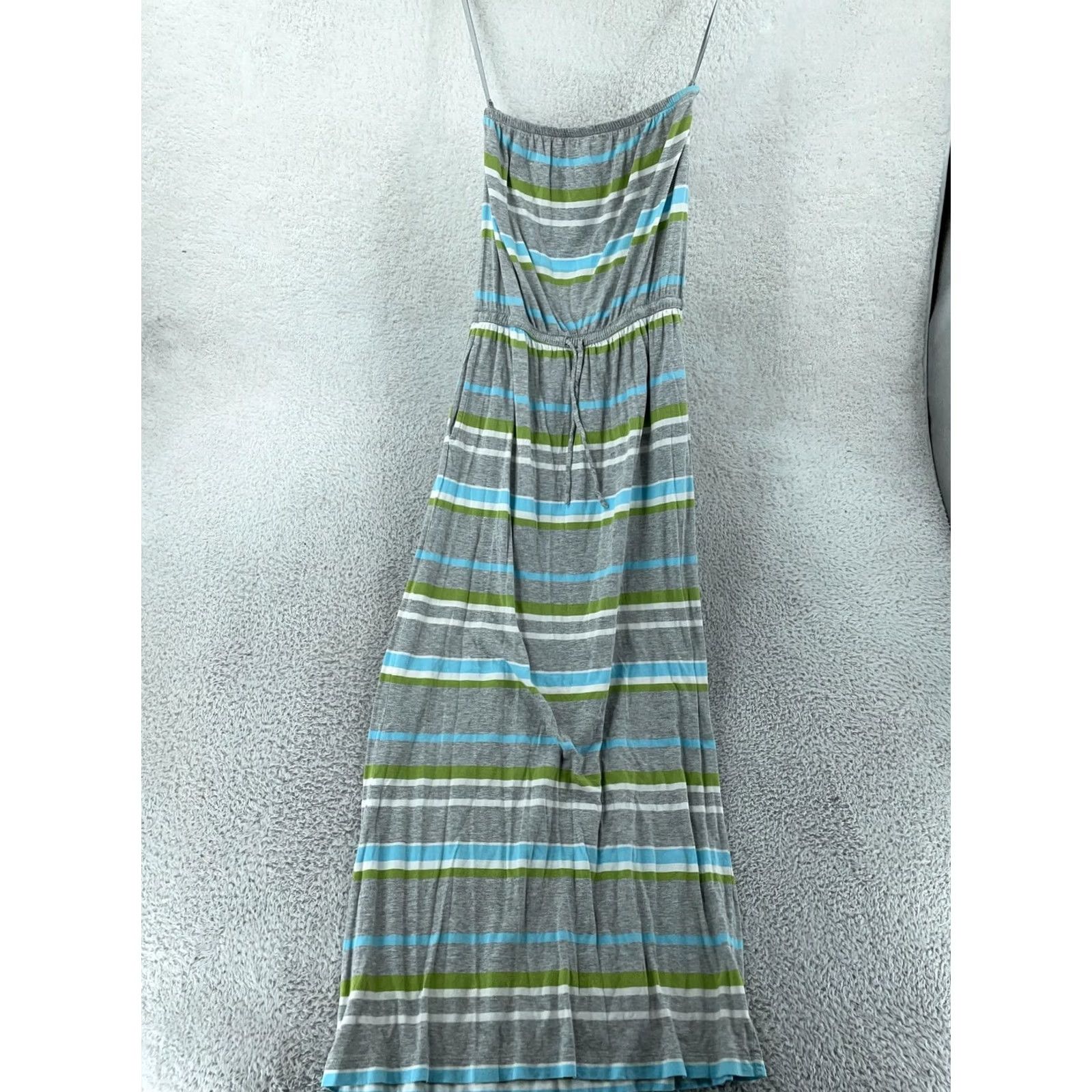 Banana Republic Banana Republic Maxi Dress Womens XS Gray Striped Boho Tie Waist Spaghetti Strap Size XS / US 0-2 / IT 36-38 - 3 Thumbnail
