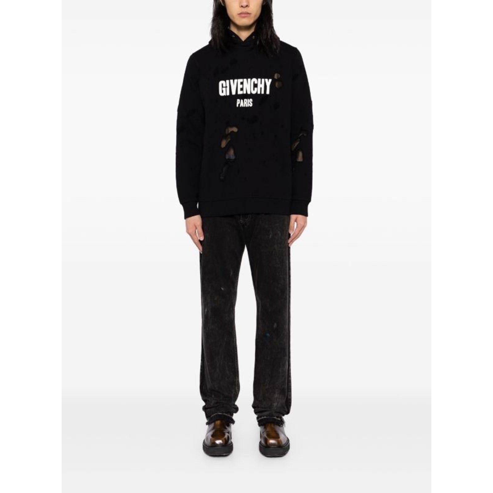Givenchy Givenchy Paris Destroyed Logo Hoodie 2XL Size US XXL / EU 58 / 5 - 3 Thumbnail