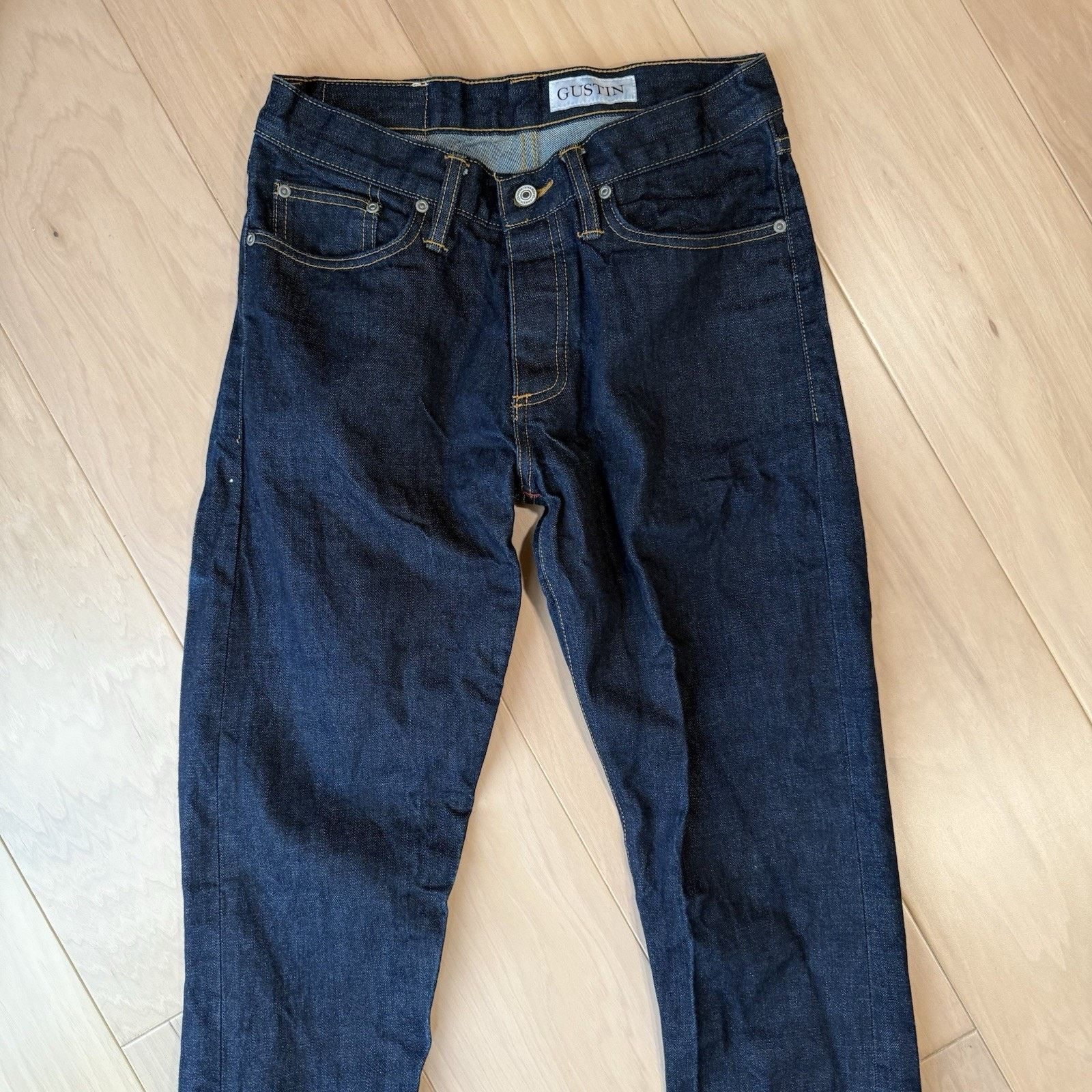Gustin Gustin Selvedge Jeans Blue Dark Wash Slim Denim Minimalist Size US 29 - 3 Thumbnail