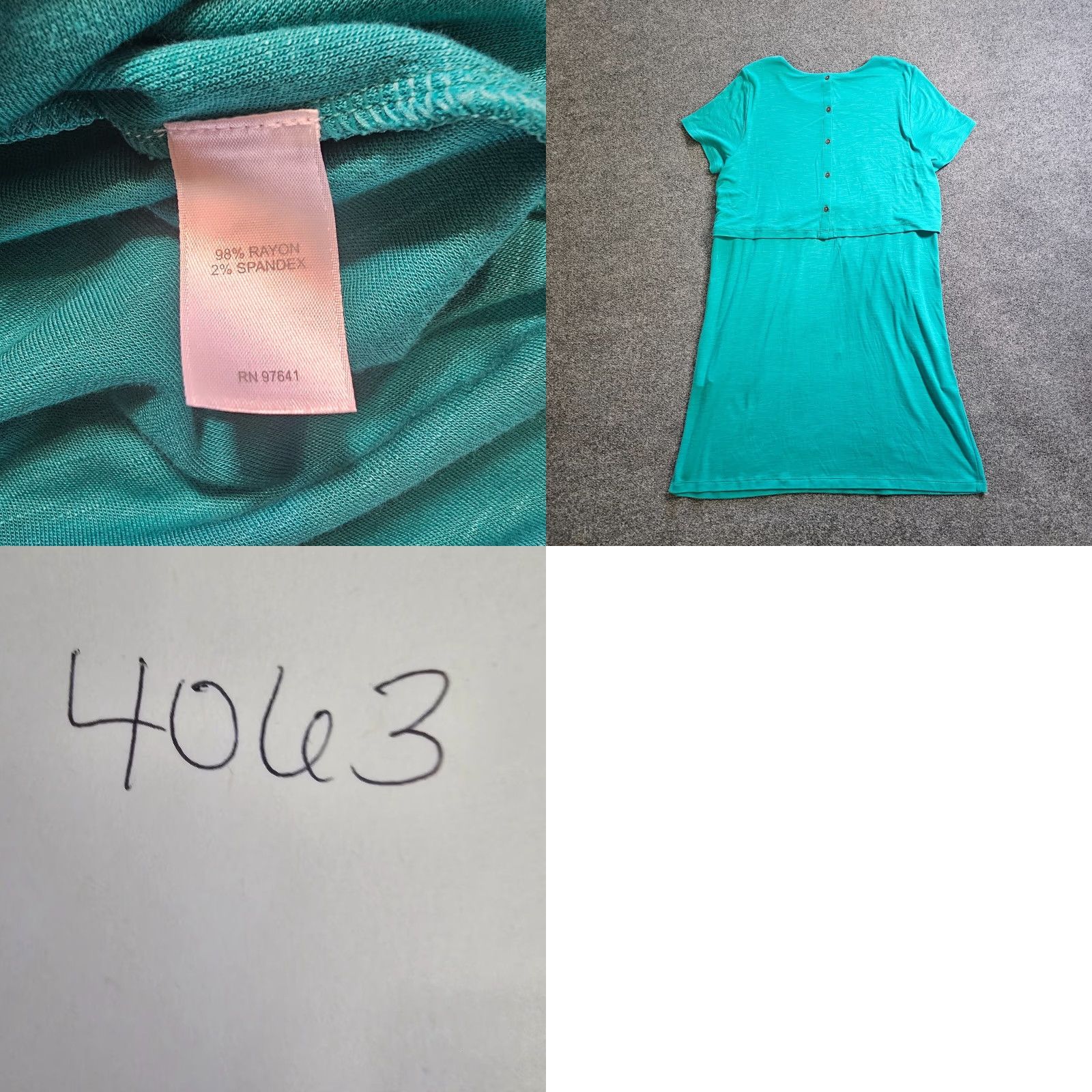 J. Jill J Jill Dress Womens Large Petite Green Stretch Short Sleeve Layered Casual Shirt Dress Size 36" / US 14 / IT 50 - 8 Thumbnail