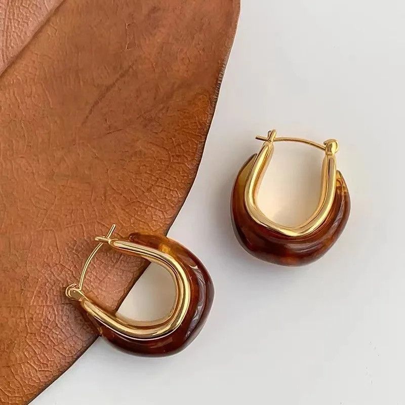 Other Simple Geometric Brown Hoop Earrings Size ONE SIZE - 2 Thumbnail