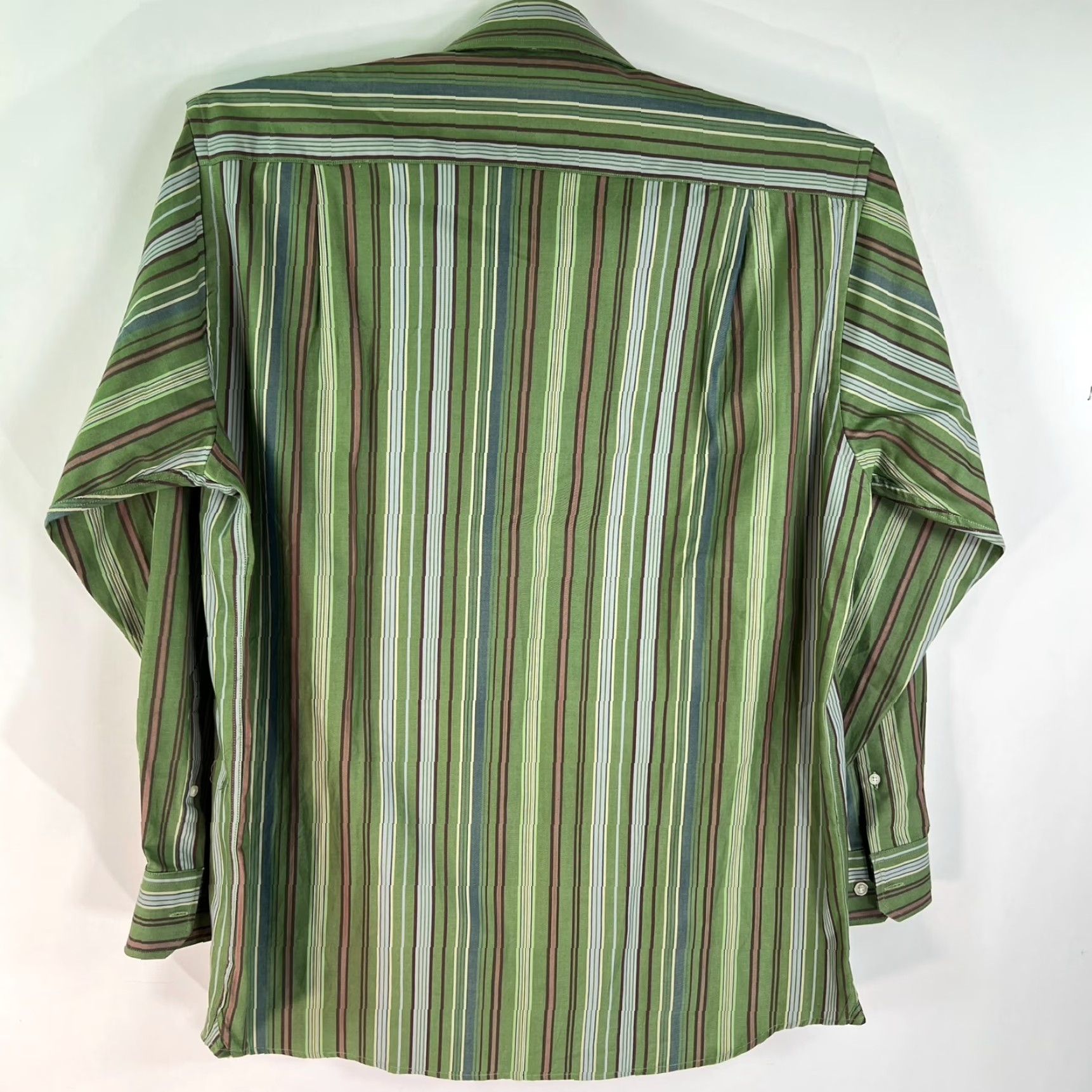 Vintage Harold Powell Striped Shirt Button L Green Long Sleeve 2 Ply Cotton Mens Size US L / EU 52-54 / 3 - 4 Thumbnail