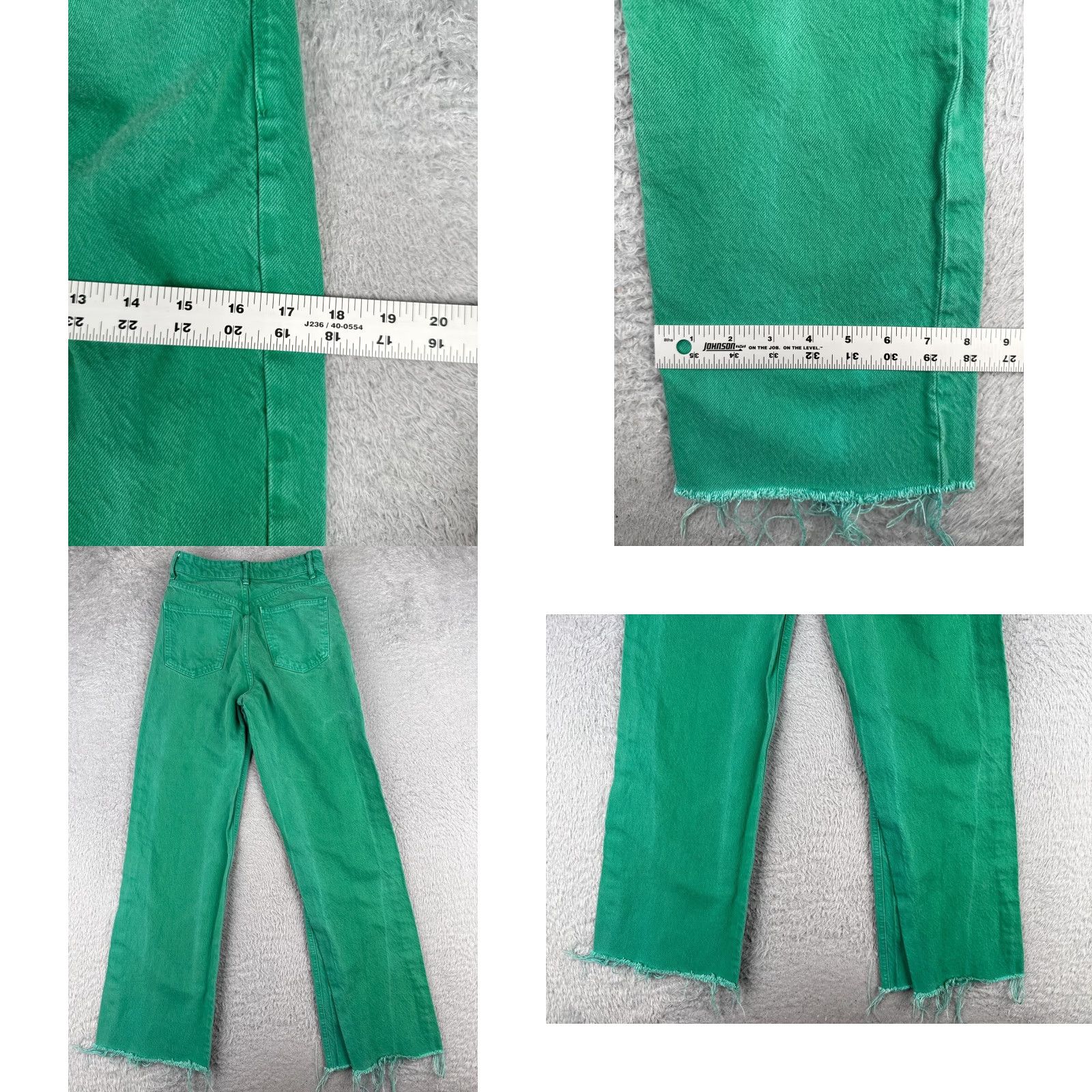 Zara Zara Jeans Women Green Denim Straight Leg High Rise 24x30 Jeans Womens 90s Distressed Pockets Button Zip Fly Cotton Blend Regular Rise LowLabel? Size 26" / US 2 / IT 38 - 9 Thumbnail