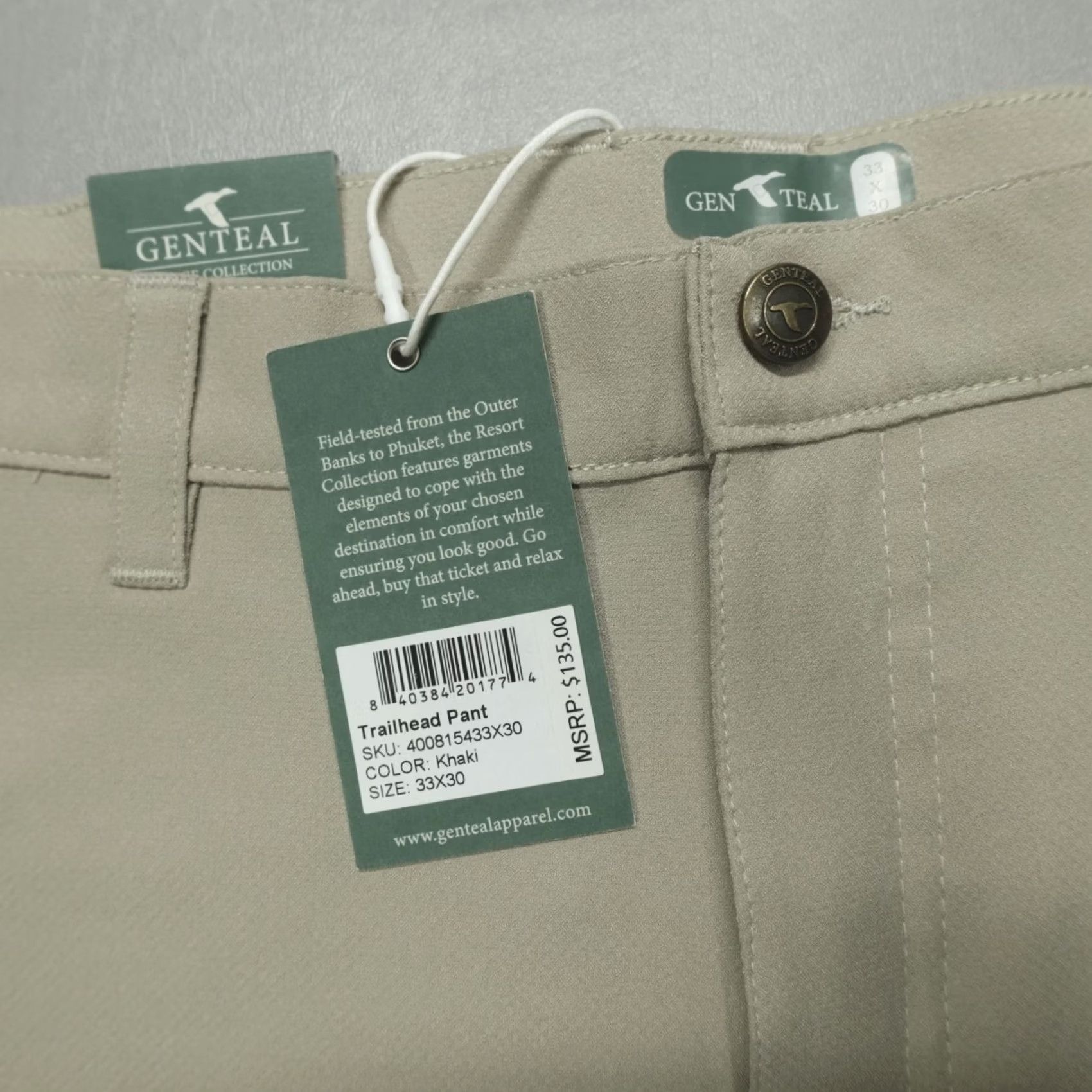 Vintage GenTeal Trailhead Pant Men's 33x30 Khaki Classic Fit Wicking Trail Hiking Size US 33 - 2 Thumbnail