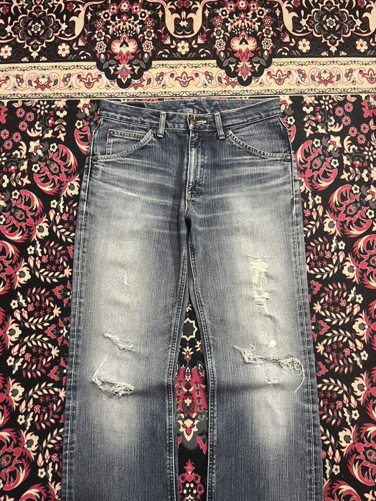 Lee ⚡️Flare⚡️Vintage Lee Riders Made in Japan Distressed Blue Jean Size US 30 / EU 46 - 3 Thumbnail