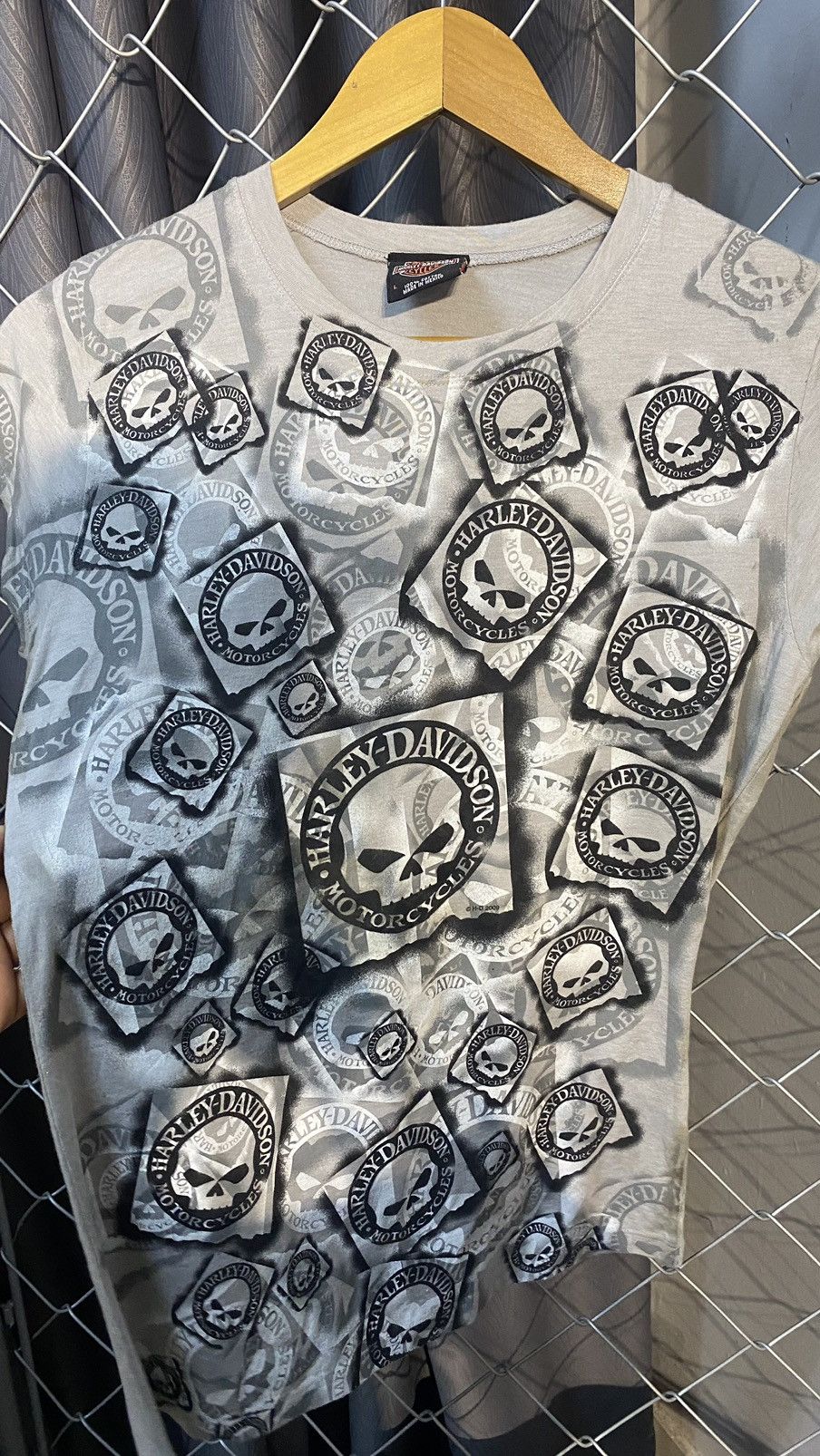 Harley Davidson × Vintage VINTAGE y2k HARLEY DAVIDSON OVP SKULL TSHIRT WOMEN GREY Size L / US 10 / IT 46 - 4 Thumbnail
