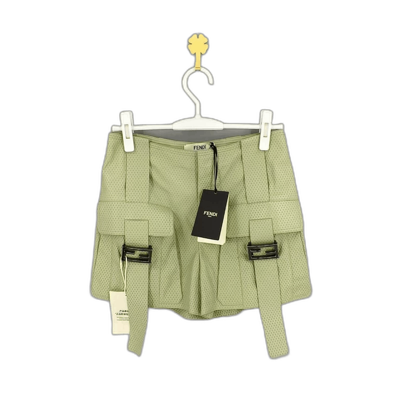 Fendi Fendi Green High-Waisted Leather Casual Shorts Size US 38 / EU 54 - 1 Thumbnail