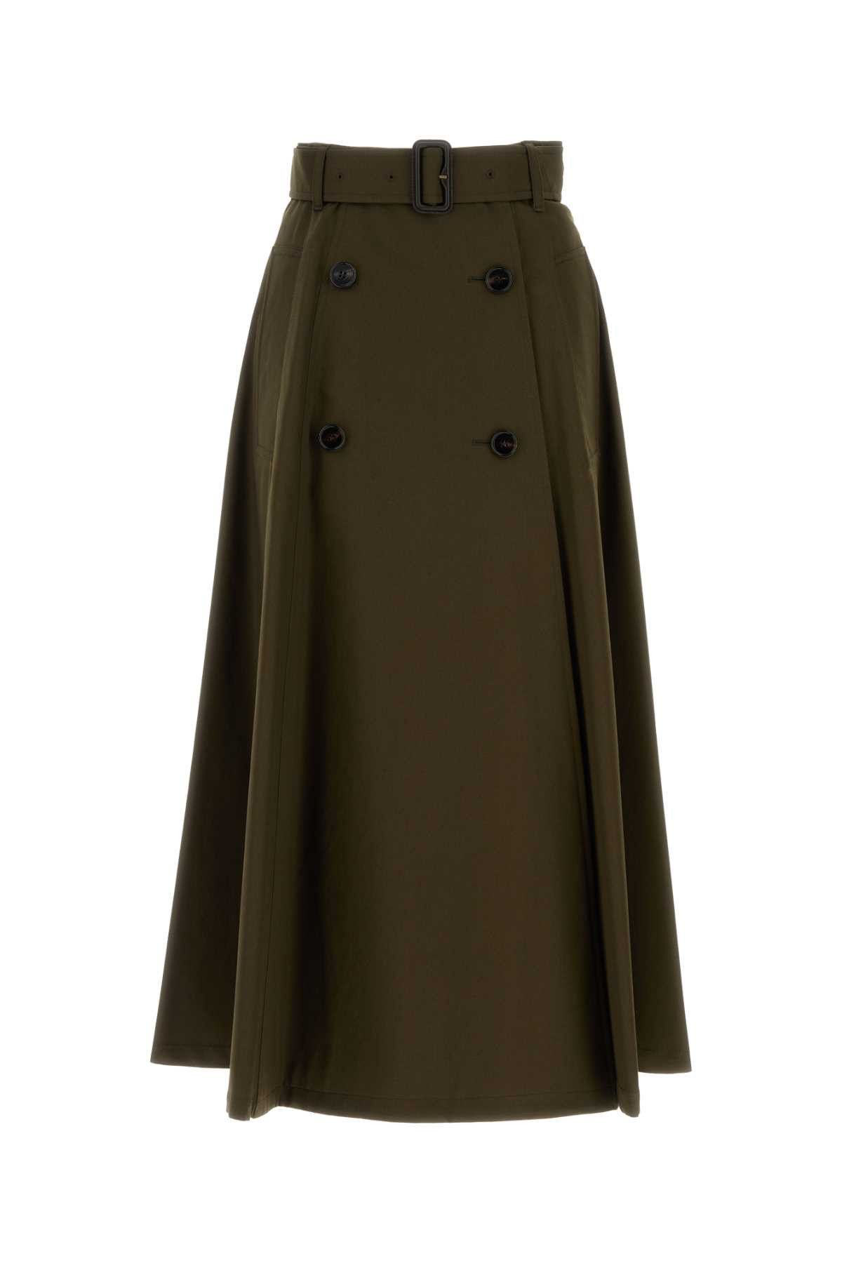 Burberry Olive Green Cotton Skirt Size 25" / US 0 / IT 36 - 1 Thumbnail
