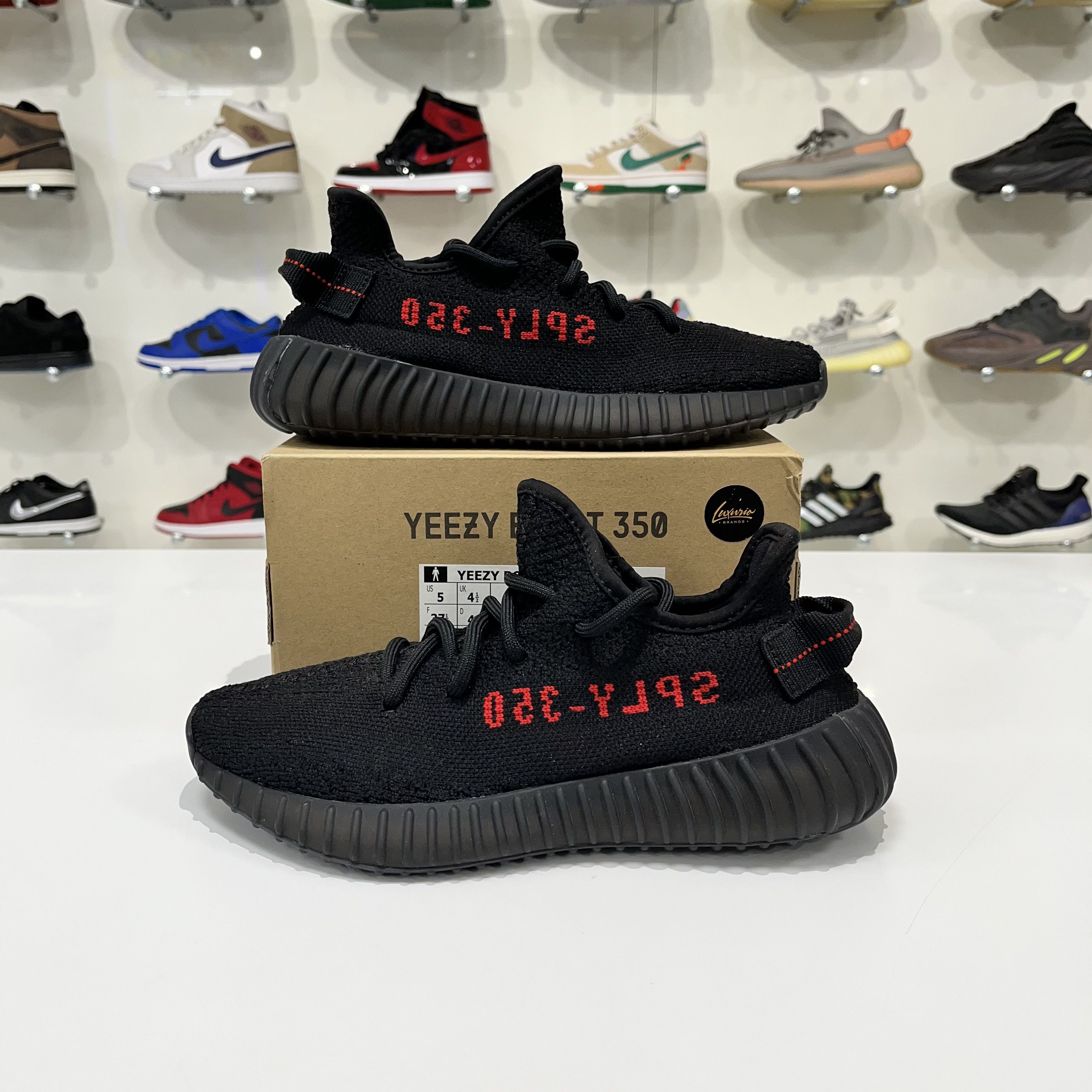 Adidas Adidas Yeezy Boost 350 V2 Black Red Size US 5 / EU 37 - 1 Thumbnail