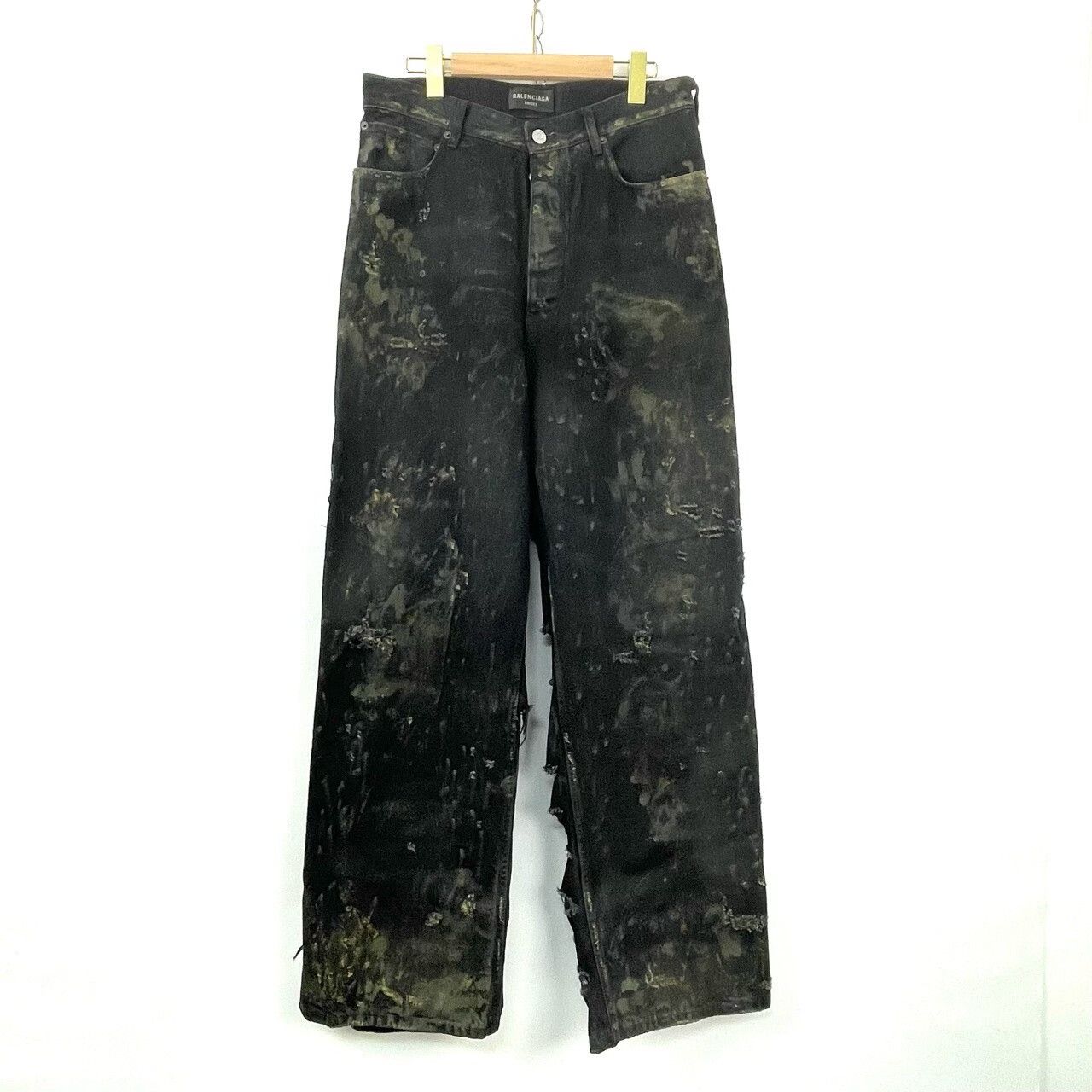 Balenciaga Balenciaga Destroyed Baggy Yellow Clay Jeans Size 22" - 1 Thumbnail