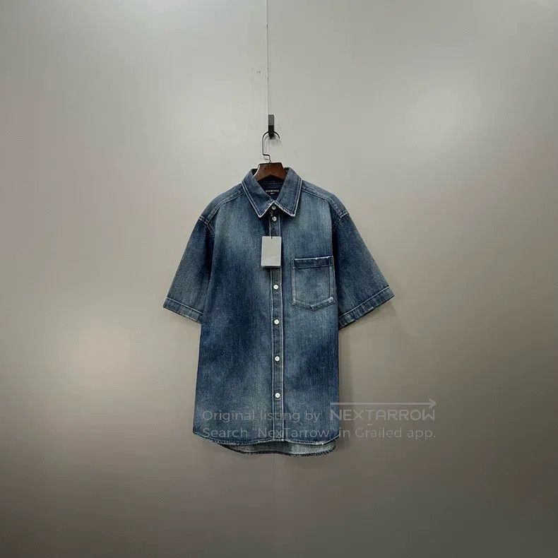 Balenciaga Balenciaga Blue Tie-Dye Denim Shirt Size US S / EU 44-46 / 1 - 1 Thumbnail