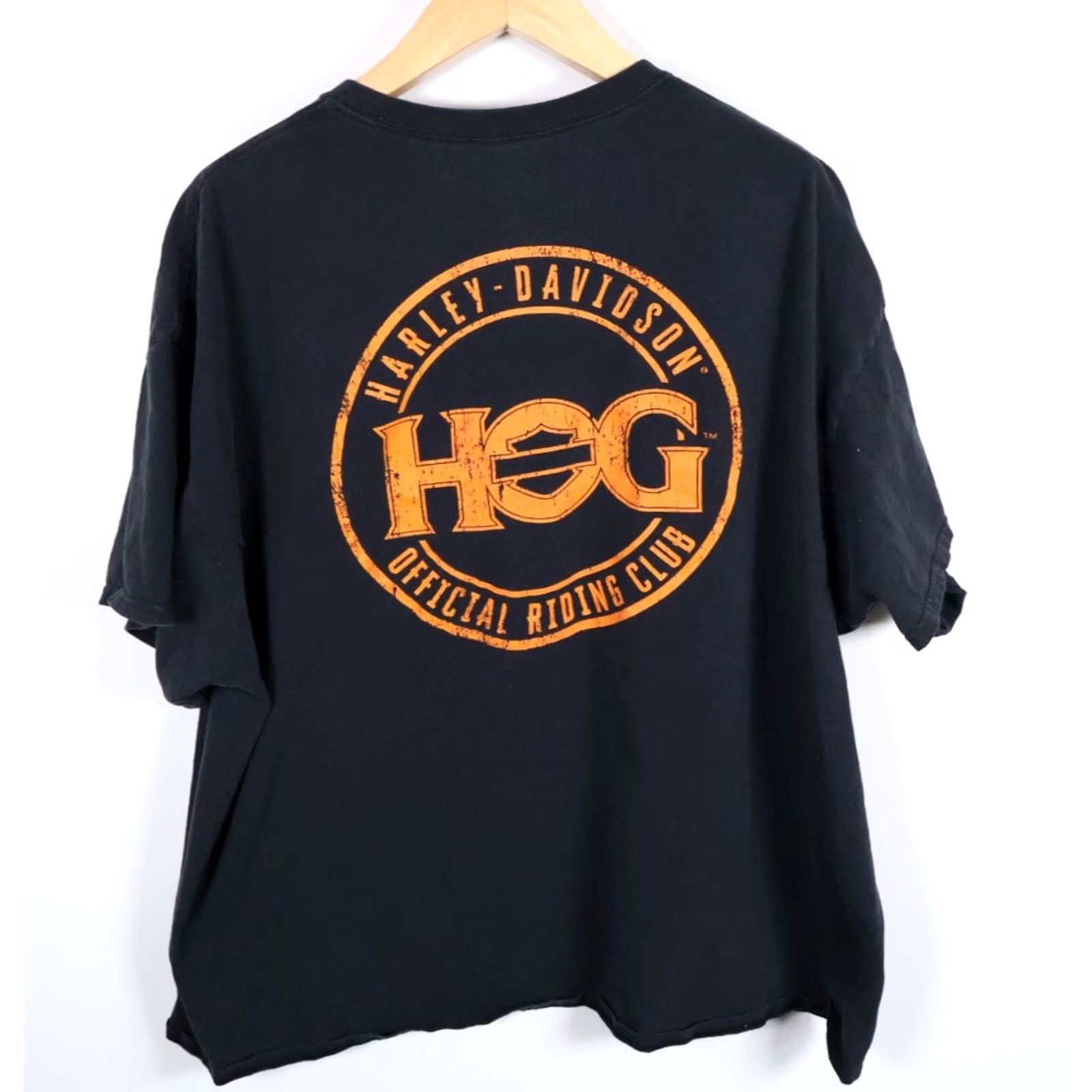 Gildan VINTAGE Harley Davidson Riding Club T-Shirt Mens 3XL Black Orange Biker HOG Print Size US XXL / EU 58 / 5 - 2 Thumbnail