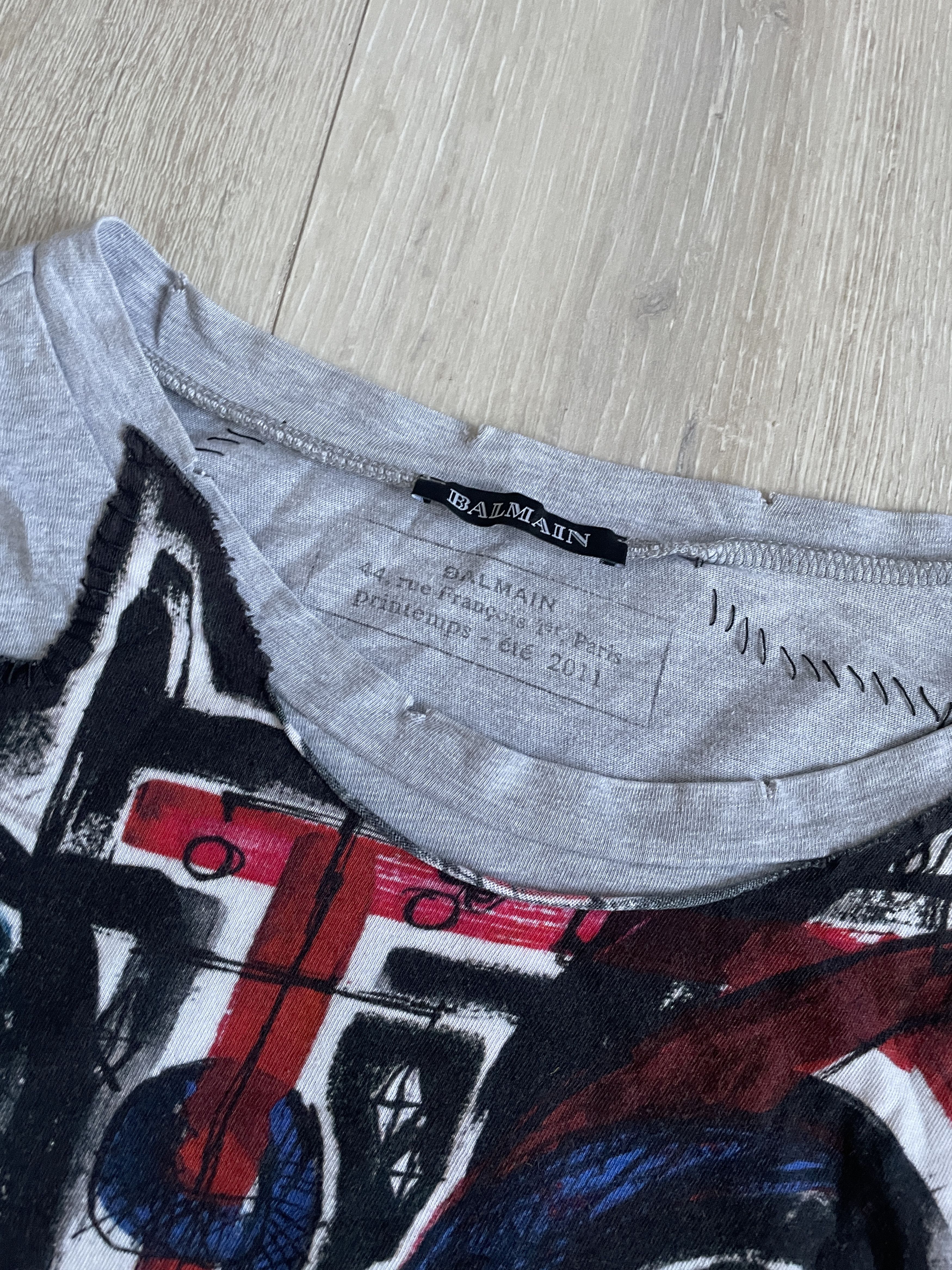 Balmain Balmain SS11 punk logo stitch t-shirt by Christophe Decarnin Size S / US 4 / IT 40 - 3 Thumbnail