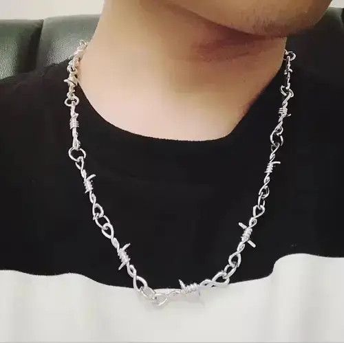Jewelry Barbed Wire Necklace | Barbed Wire Chain Silver Size ONE SIZE - 1 Thumbnail