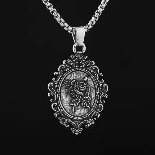 VIBE Vintage Stainless Steel Mirror With Flowers Pendant Necklace Size ONE SIZE - 1 Thumbnail